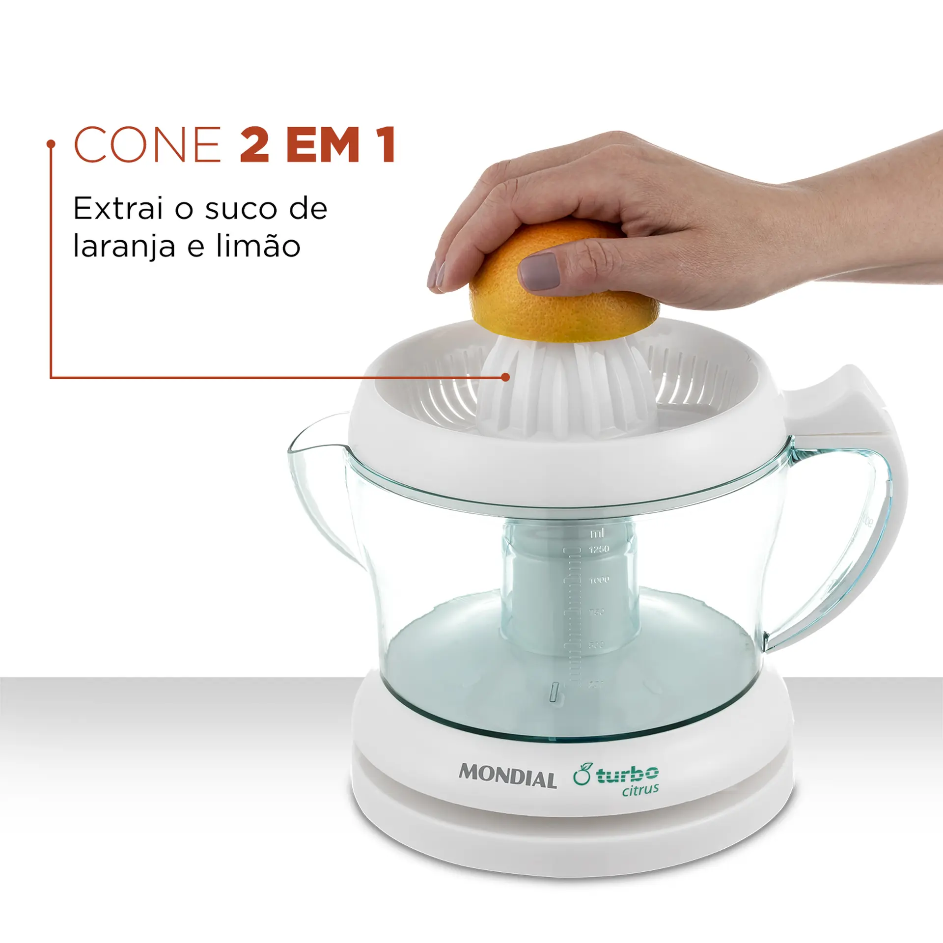 Espremedor de Frutas Mondial Turbo Citrus E-01 1,25L 25W - Branco - 110 Volts
