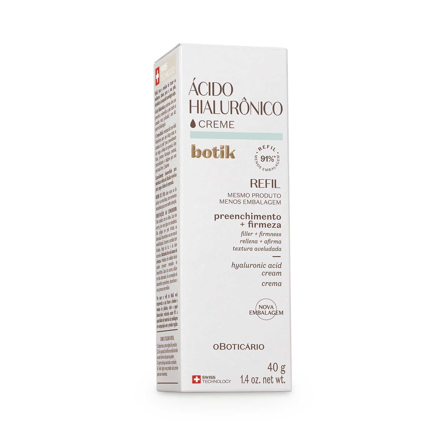 Refil Creme Facial Firmador Ácido Hialurônico Botik 40g