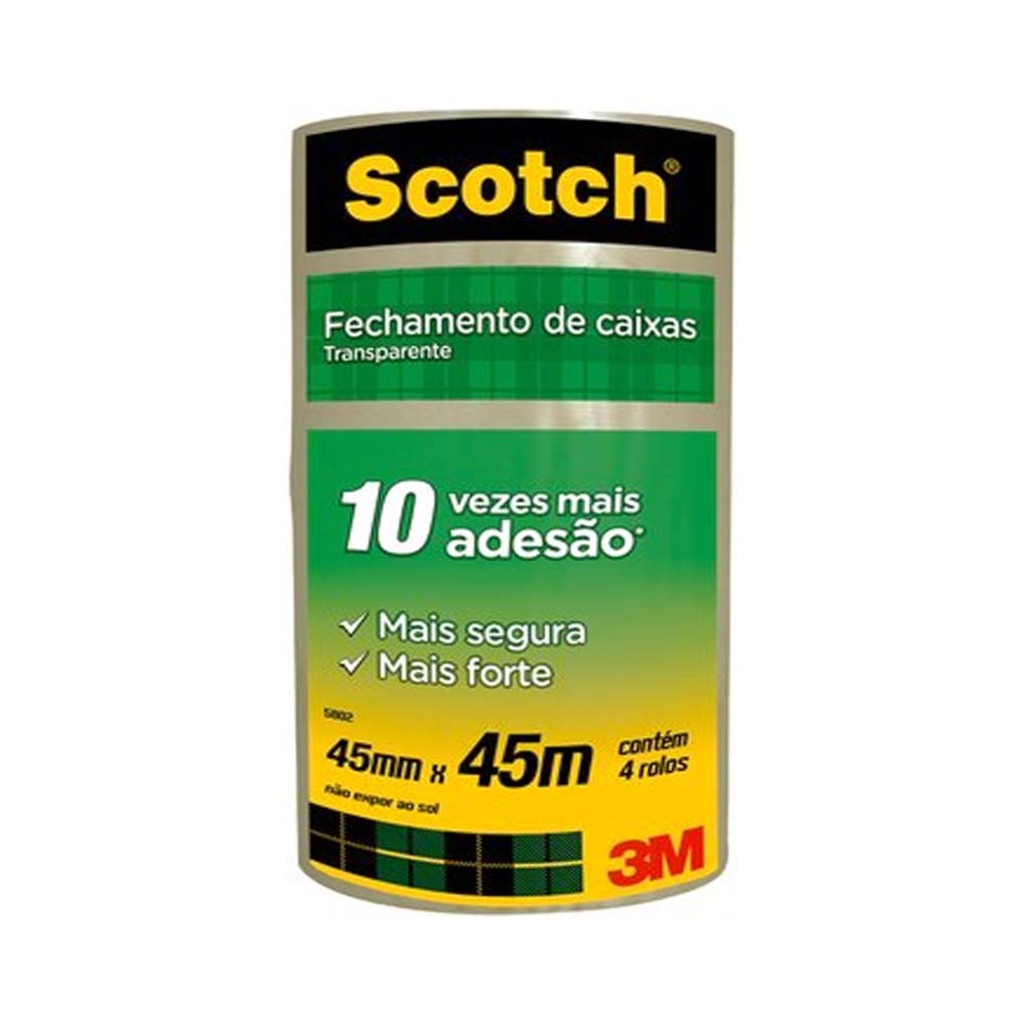 Fita Empacotamento Transparente 45mm x 45 Metros Pacote com 4 Unidades - Scotch - 3M - HB004031199
