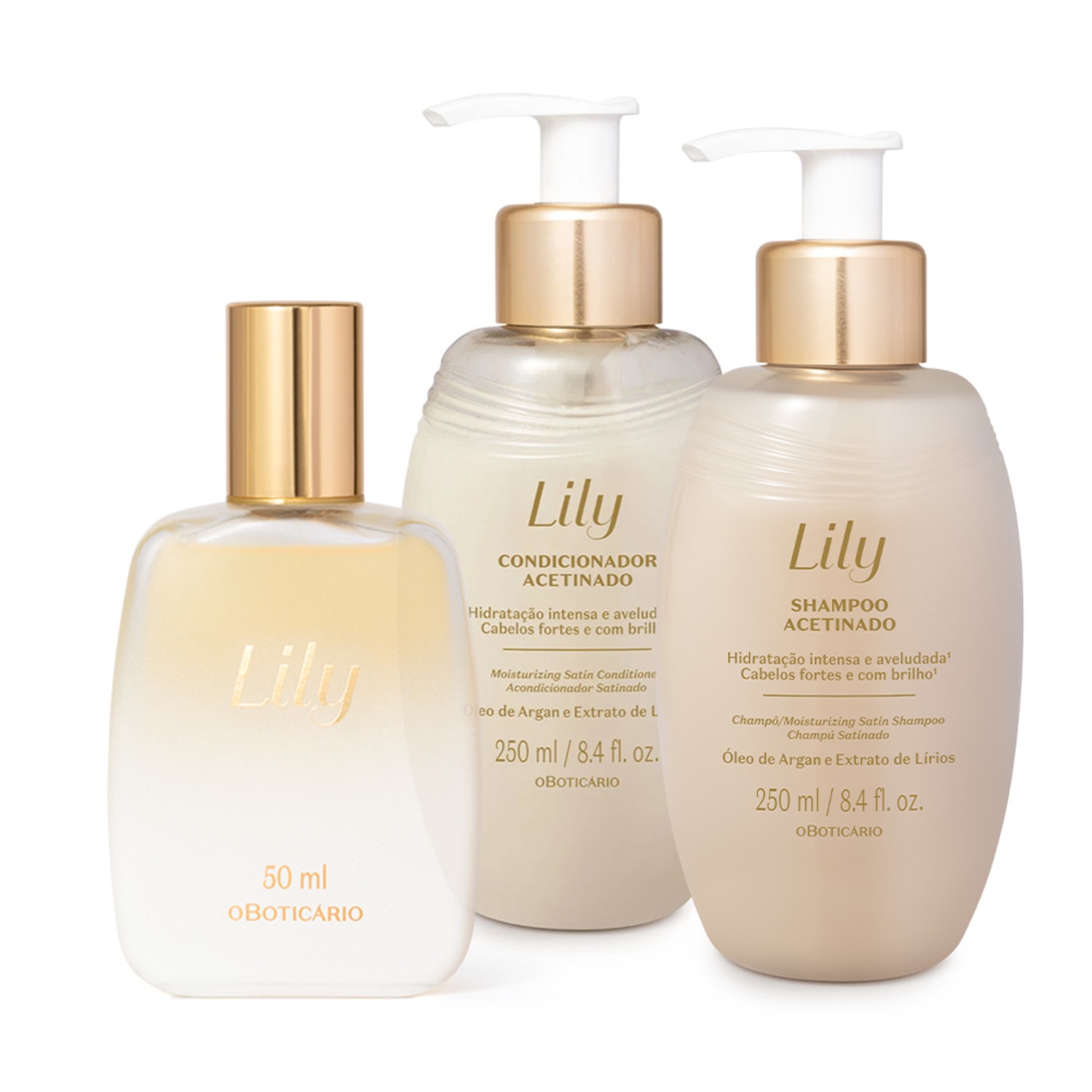 Combo Lily Cabelos: Shampoo 250ml + Condicionador 250ml + Spray Perfumado 50ml