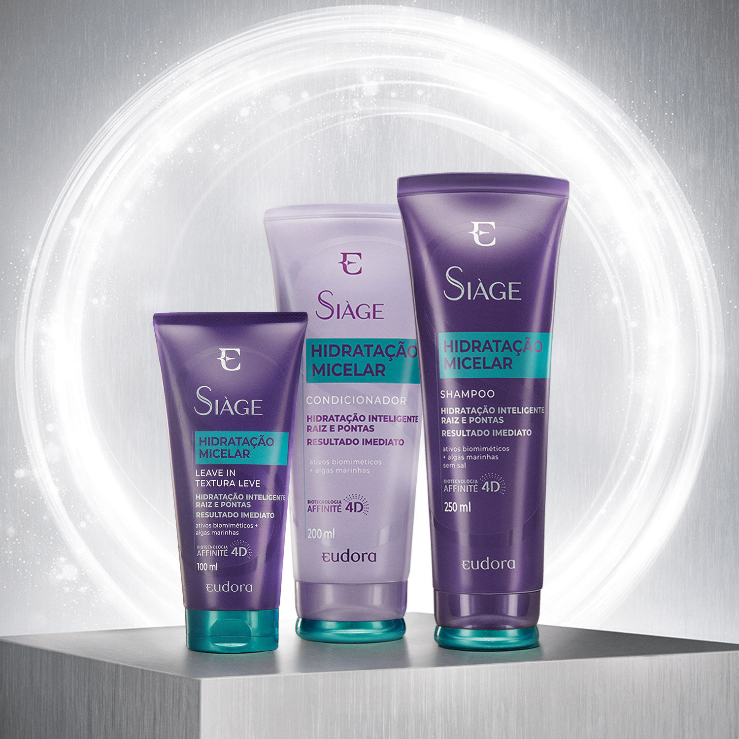 Combo Siàge Hidratação Micelar: Shampoo 250ml + Condicionador 200ml + Leave-In 100ml