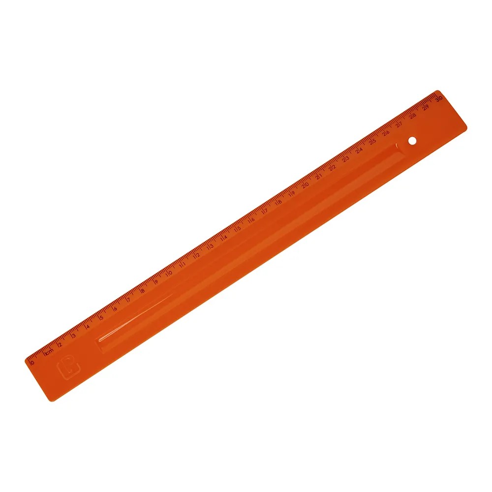 Régua Plástica 30cm Polibras Laranja Neon Unitário 200133