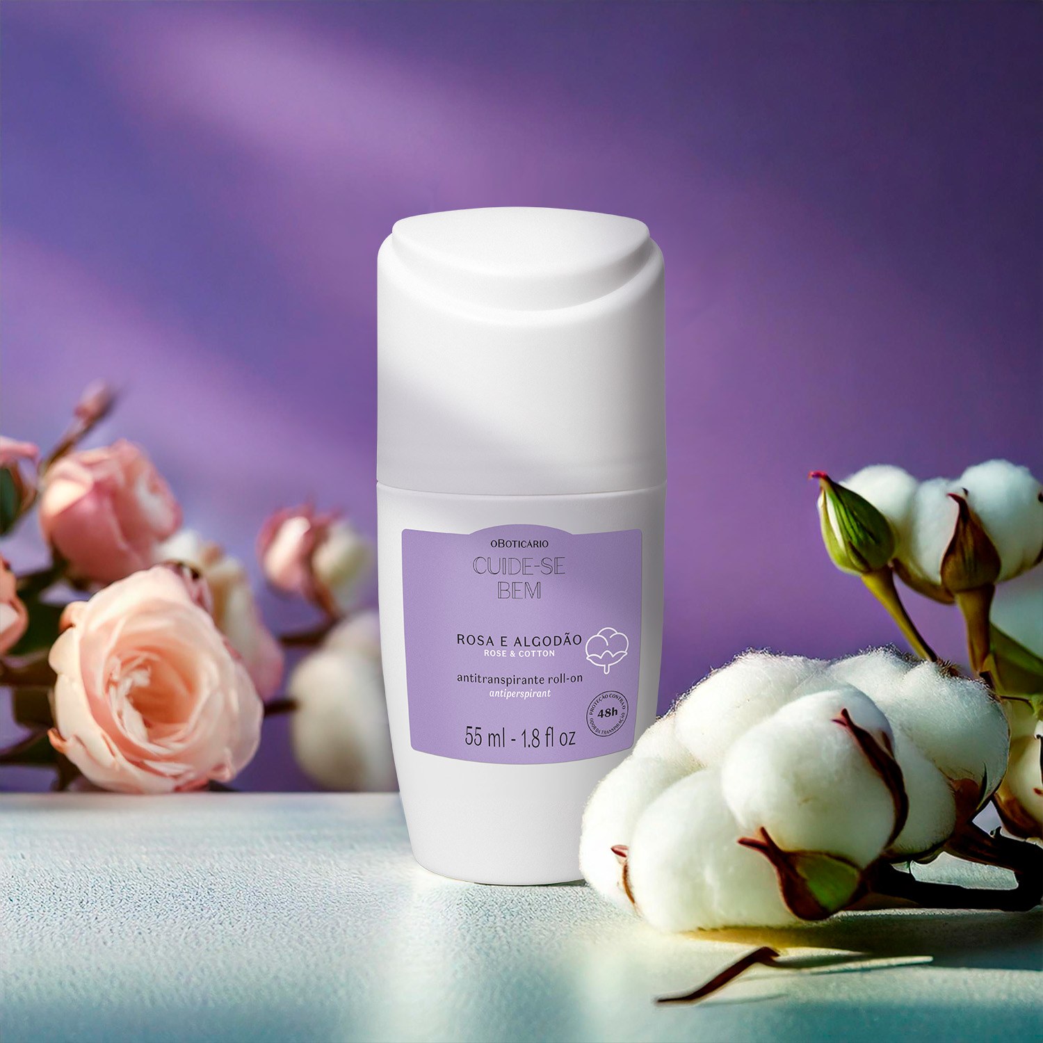 Desodorante Roll-On Cuide-se Bem Rosa e Algodão 55ml
