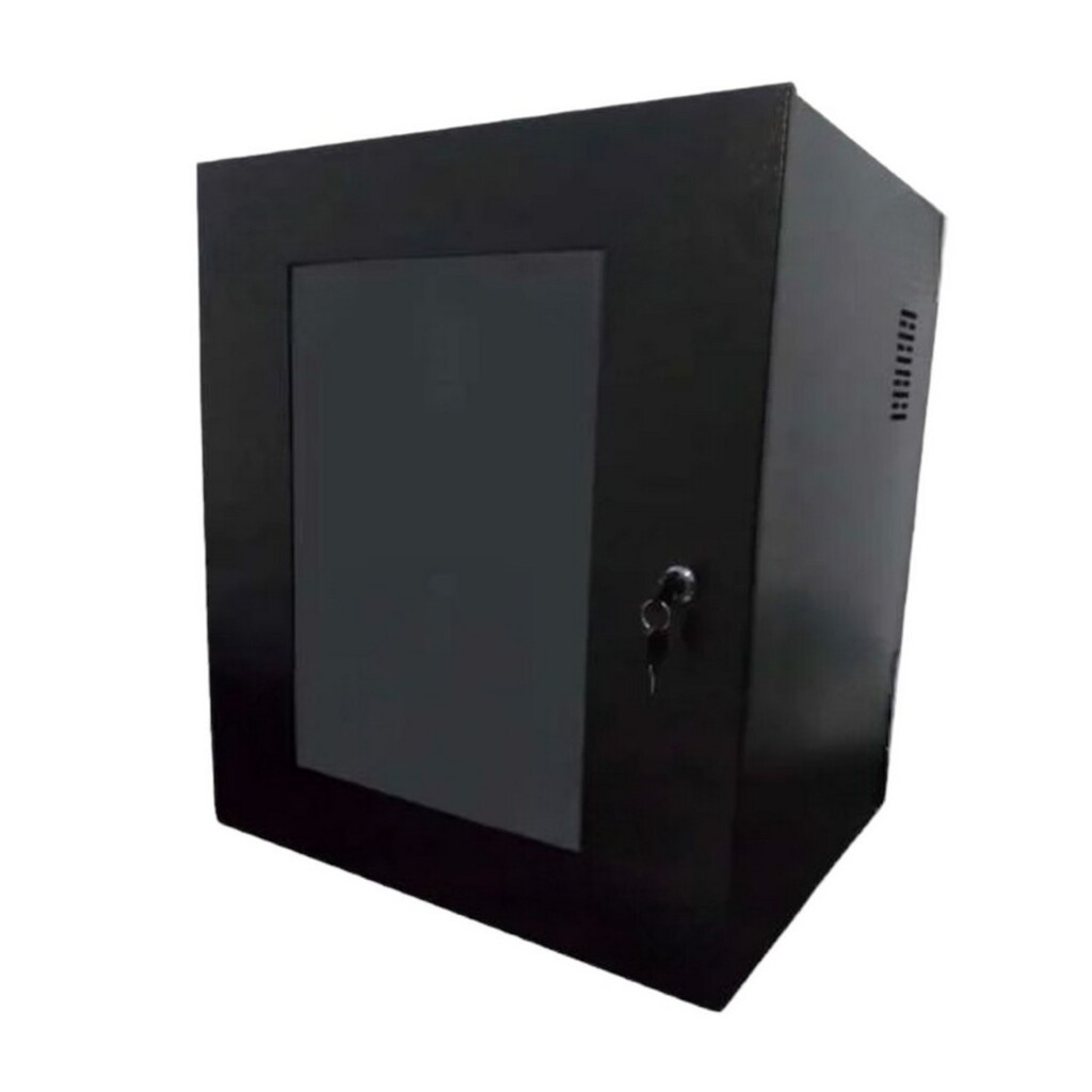 Mini-Rack Parede 12U x 350mm 19POL Preto  Fibra Metal - MRE12X350S