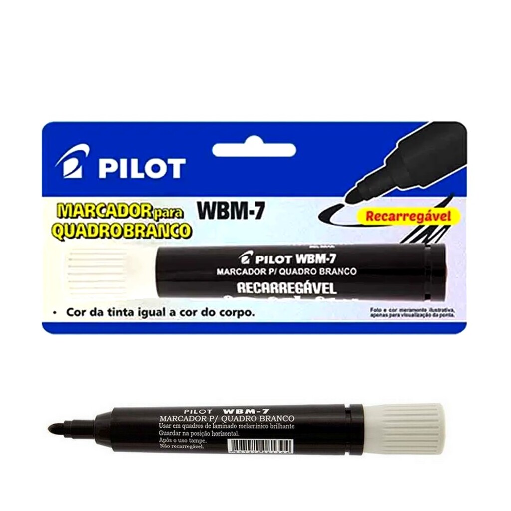 Caneta Quadro Branco Recarregável 4,0mm Unitário Preta - Pilot - WBM-7