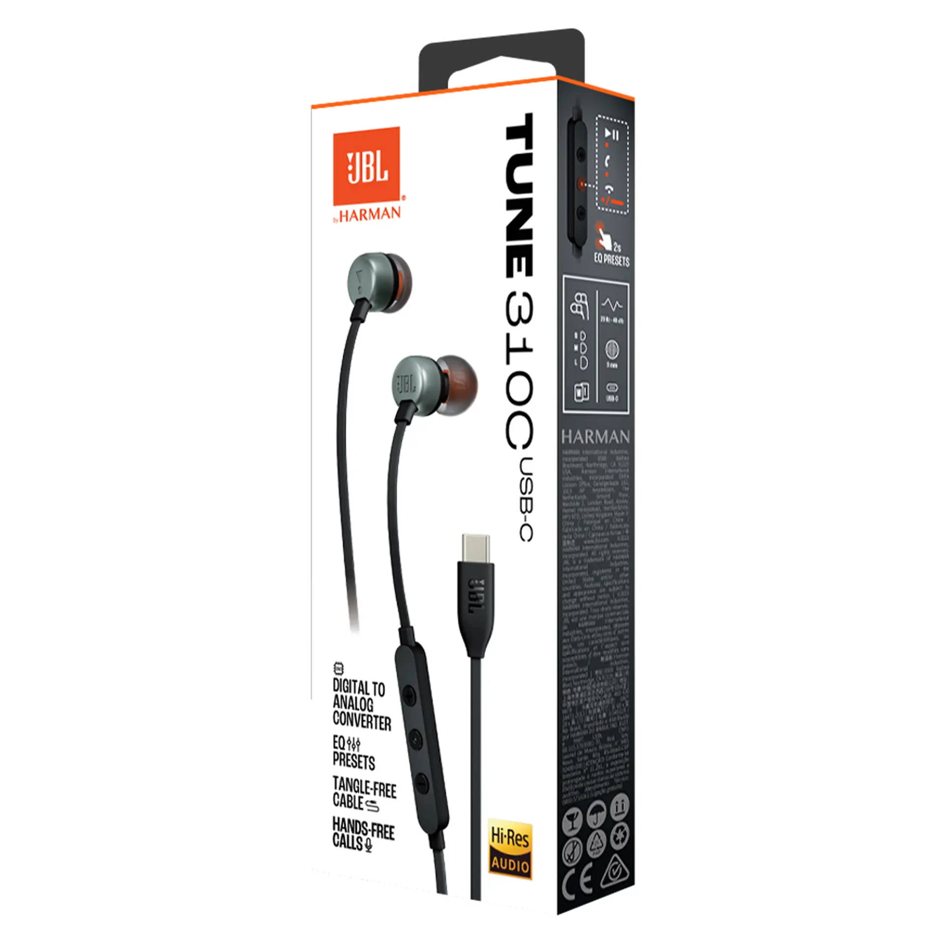 Fone de Ouvido JBL Tune 310C USB com Fio - Preto