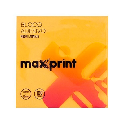 Bloco Adesivo Maxprint 76-76mm 100 Folhas Neon Laranja