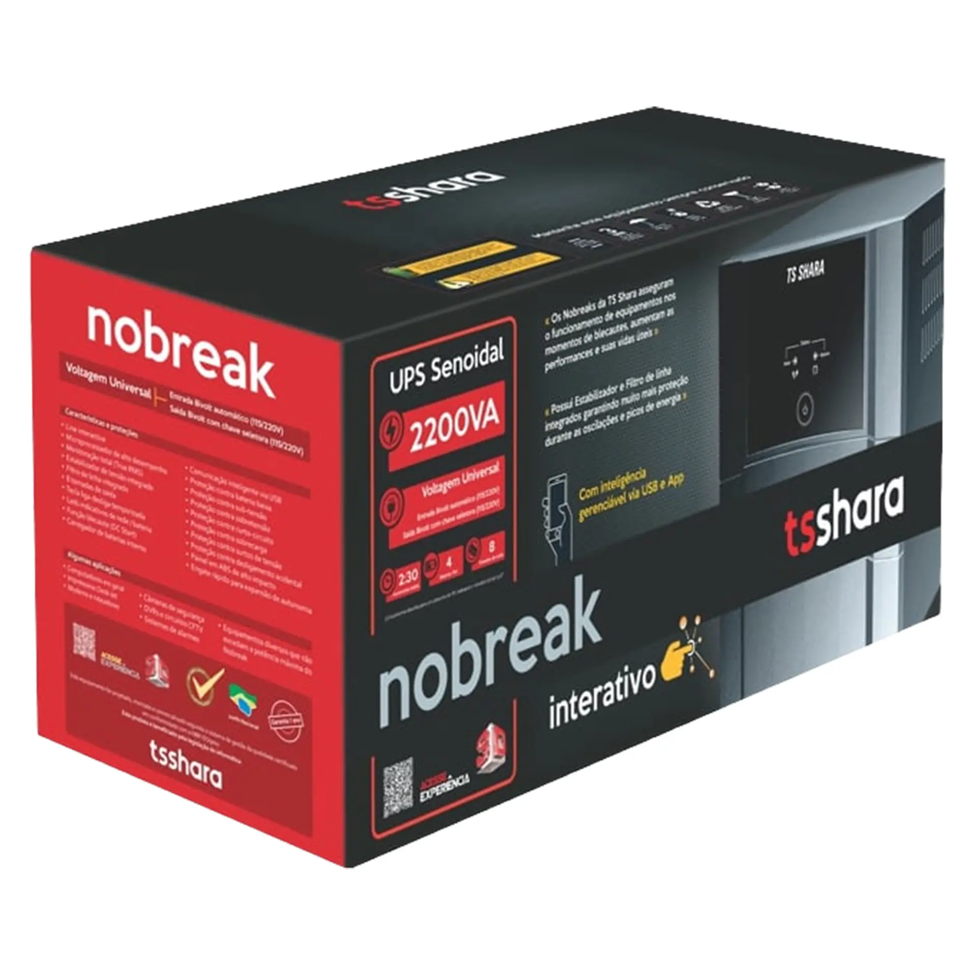 Nobreak TS Shara UPS Universal IoT 2200VA 8 Tomadas 4500 - Preto - Bivolt