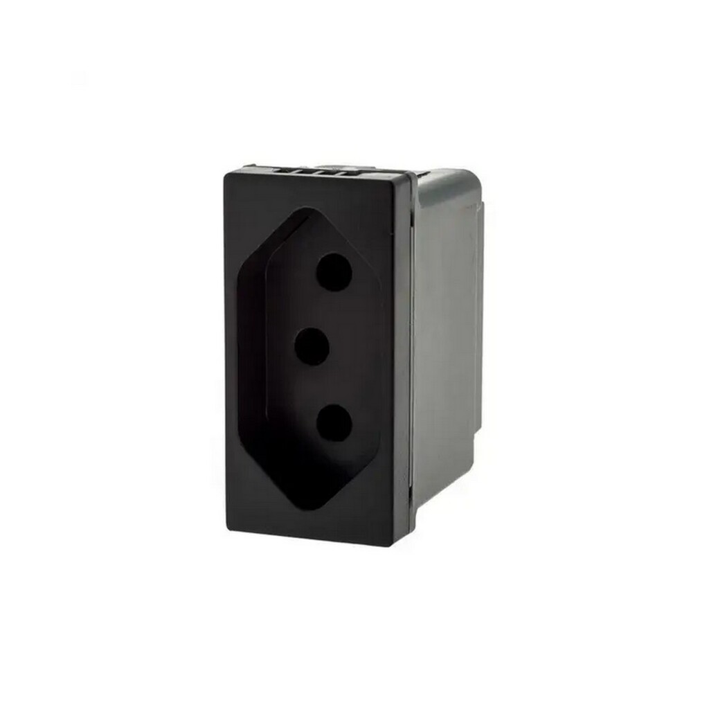 Tomada Módulo 2 Pinos + Terra 10A Pial Plus+ I Legrand Preto - 615038PT