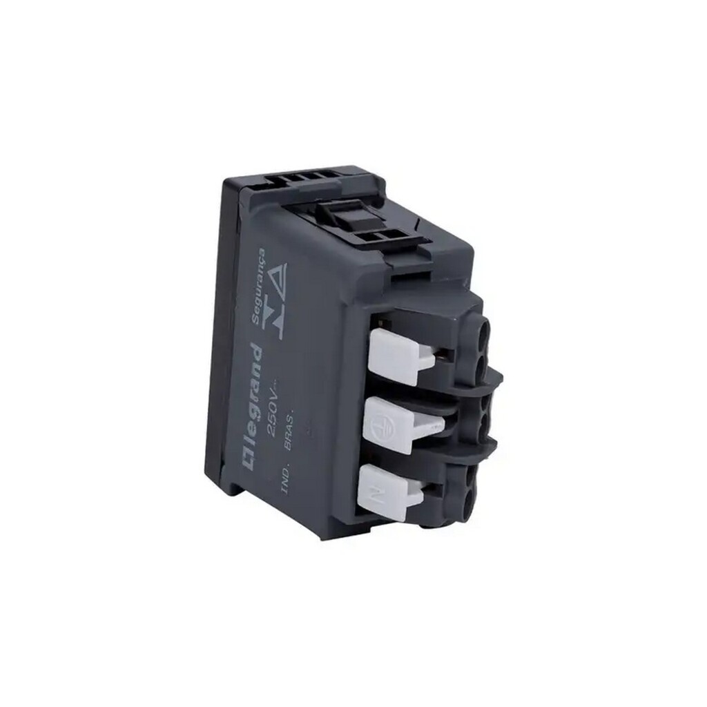 Tomada Módulo 2 Pinos + Terra 10A Pial Plus+ I Legrand Preto - 615038PT