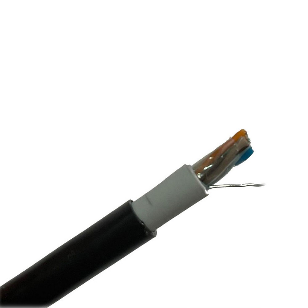 Cabo CFTV Dupla Capa Blindado 24AWG + Dreno Telecam Cabos 4 Pares Preto Vendido por Metro