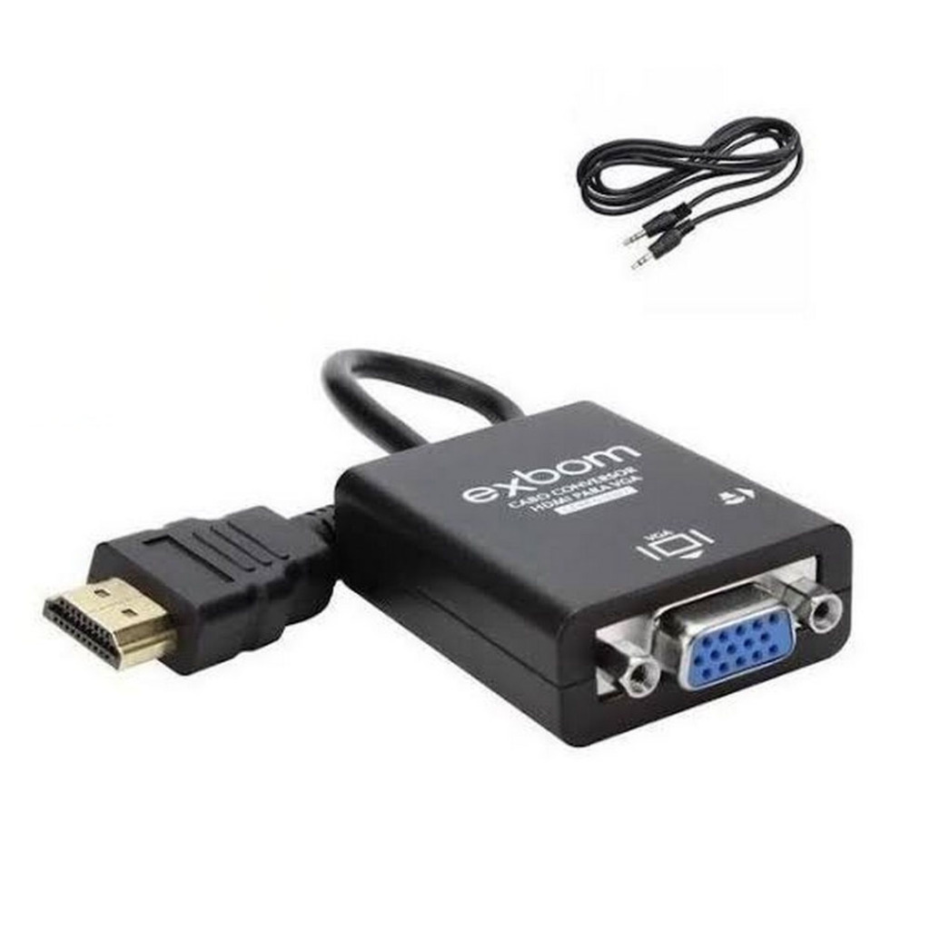 Conversor HDMI Macho para VGA Fêmea + Áudio 15cm Exbom - CC-HV100