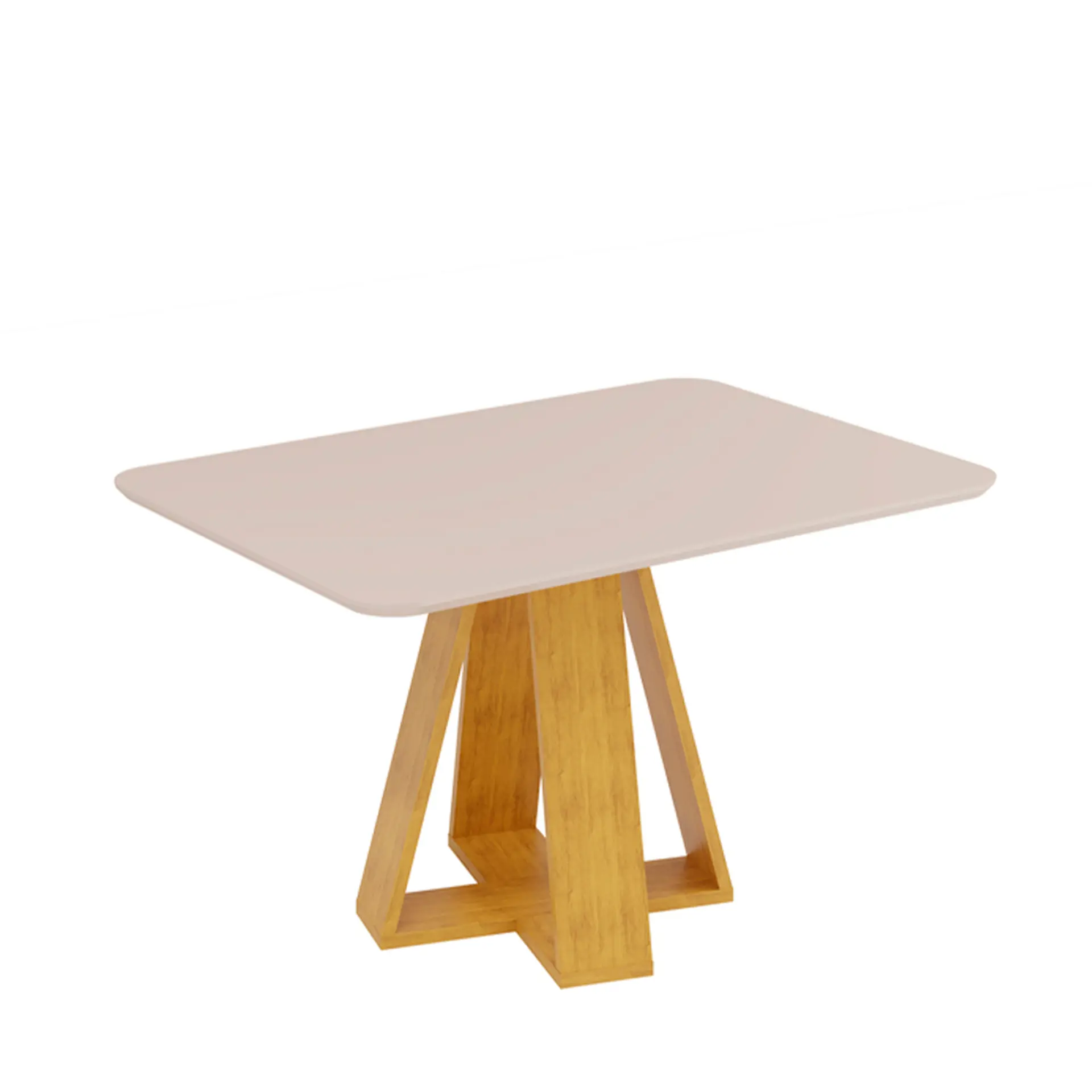 Conjunto de Mesa 4 Cadeiras Tampo MDF com Assento Estofado Celeste DJ - Cedro/off-cedro/veludo creme