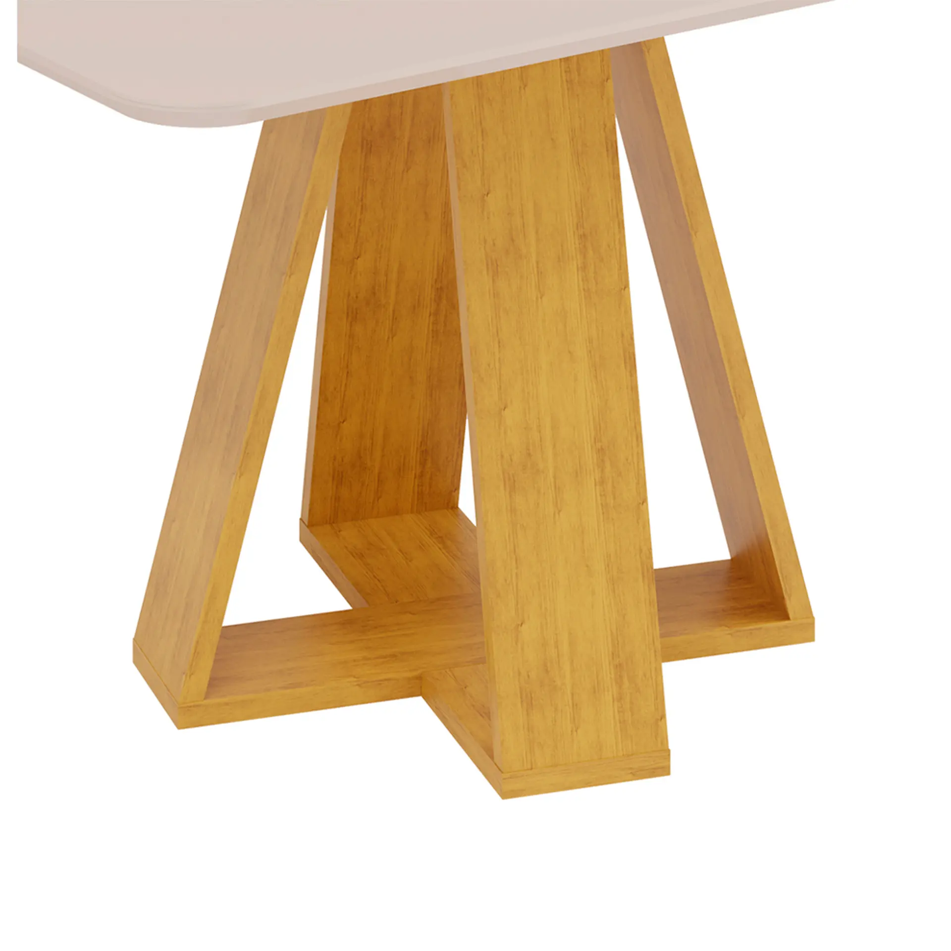 Conjunto de Mesa 4 Cadeiras Tampo MDF com Assento Estofado Celeste DJ - Cedro/off-cedro/veludo creme