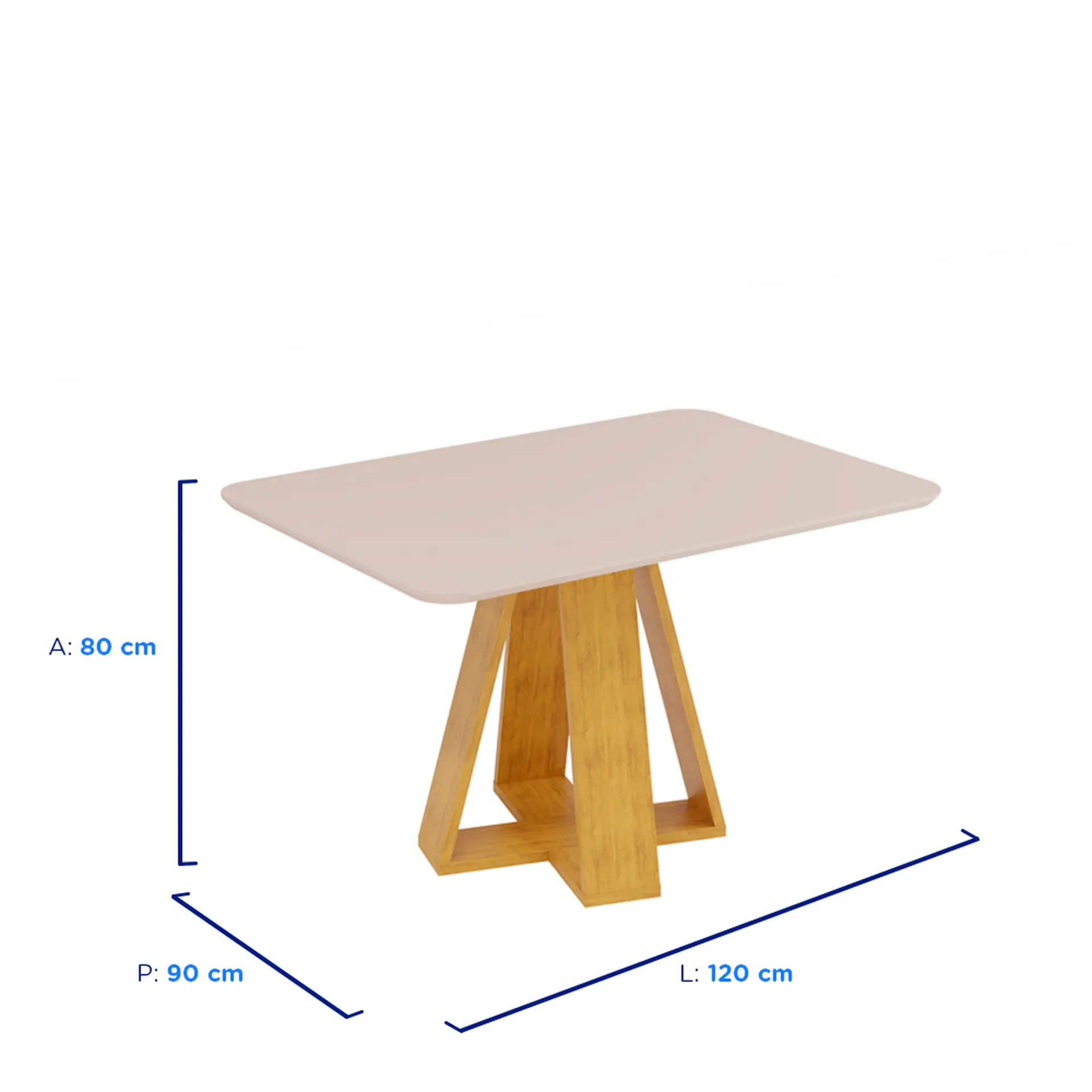 Conjunto de Mesa 4 Cadeiras Tampo MDF com Assento Estofado Celeste DJ - Cedro/off-cedro/veludo creme