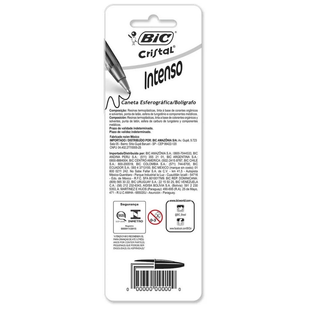Caneta Esferográfica 1.6mm Cristal Bold 3 Cores - Bic - Blister com 3 Unidades - 892012