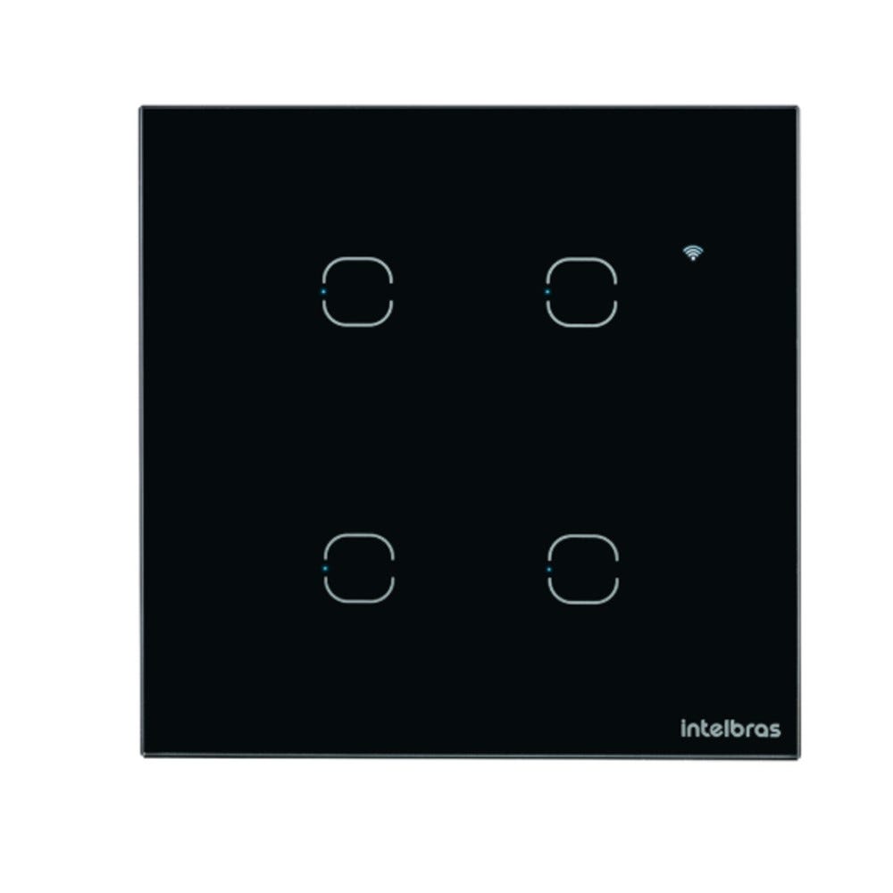 Interruptor Inteligente Wi-Fi Touch 4 Teclas EIW 1004 Preto Intelbras