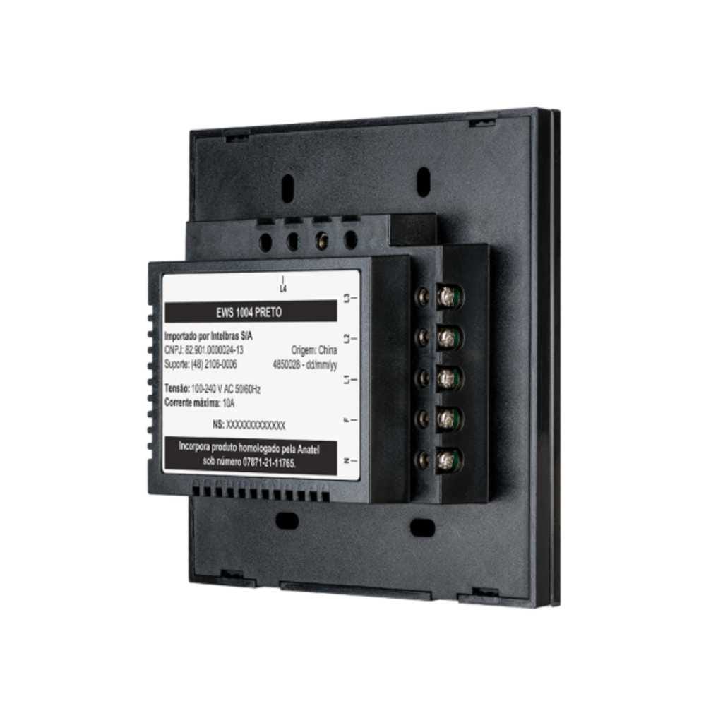 Interruptor Inteligente Wi-Fi Touch 4 Teclas EIW 1004 Preto Intelbras