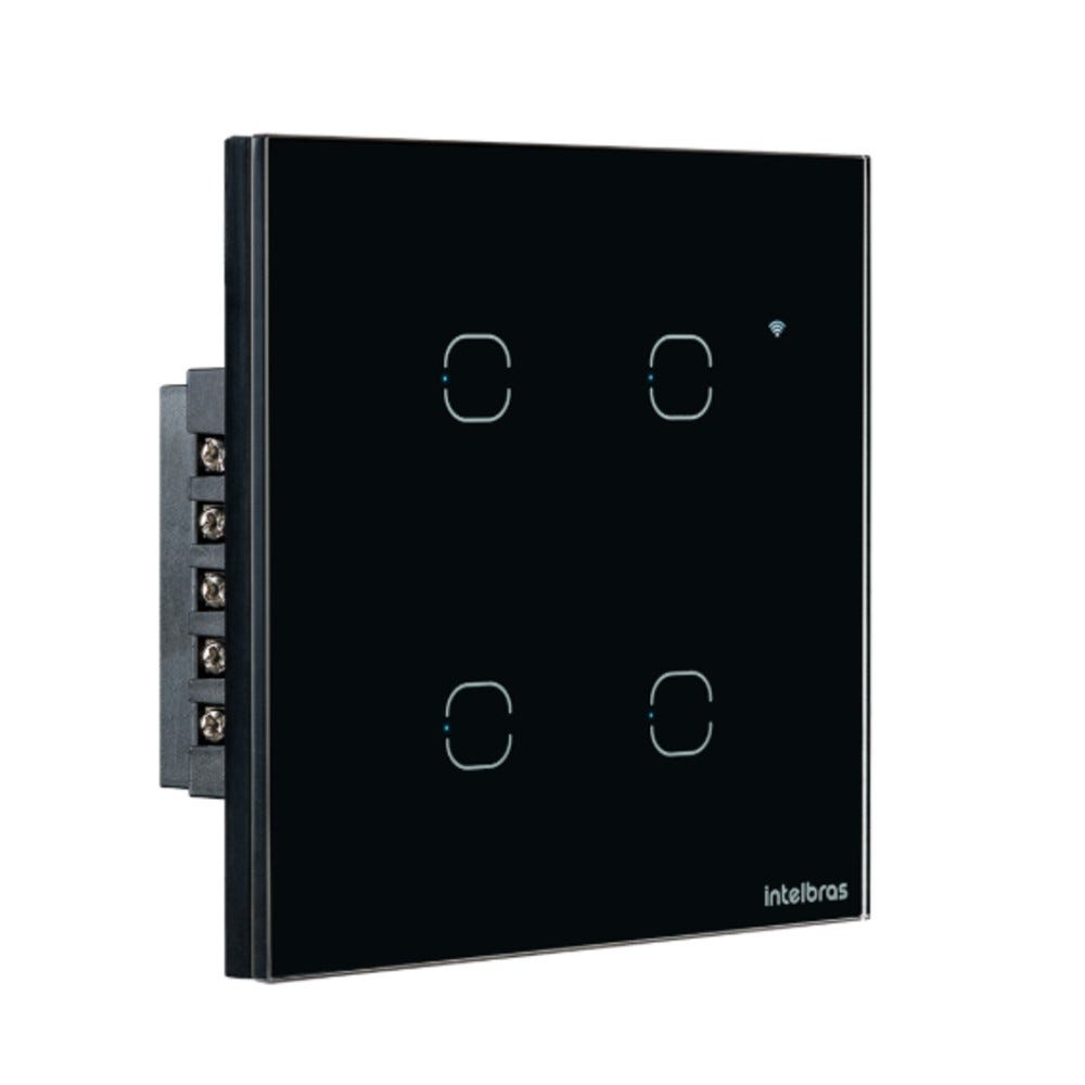 Interruptor Inteligente Wi-Fi Touch 4 Teclas EIW 1004 Preto Intelbras