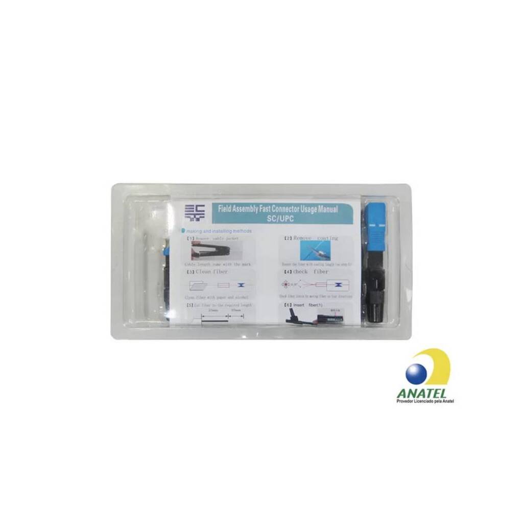 Conector M-SC/UPC Fibra Óptica Mecânica Seccon SecFiber NKLT-NKFCU.50 - Pacote com 10 unidades