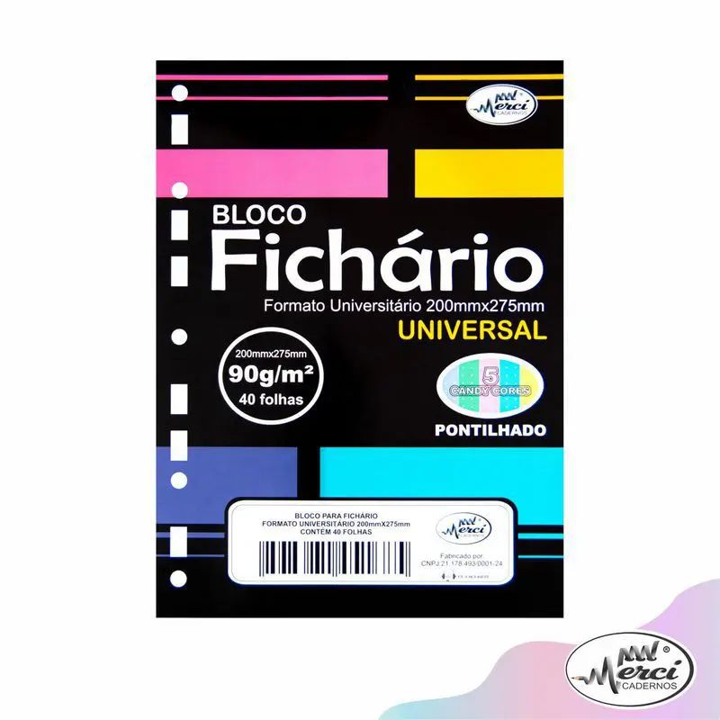 Bloco Fichário Merci Universitário Pontilhado com 40 Folhas