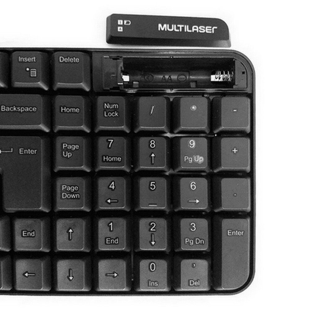 Kit Teclado + Mouse sem Fio Multimídia Multilaser 1000dpi Preto - TC183