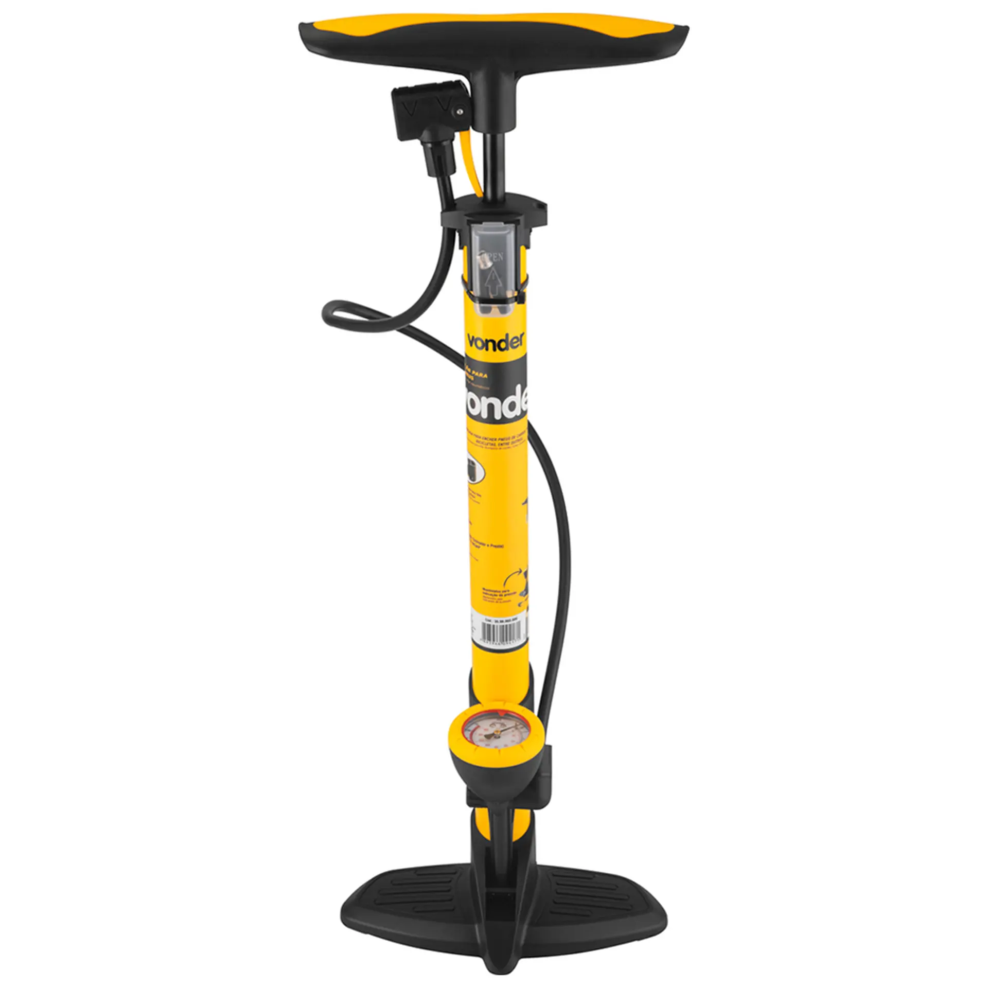 Bomba de Ar para Encher Pneu Manual 63 cm Vonder - Amarelo/Preto