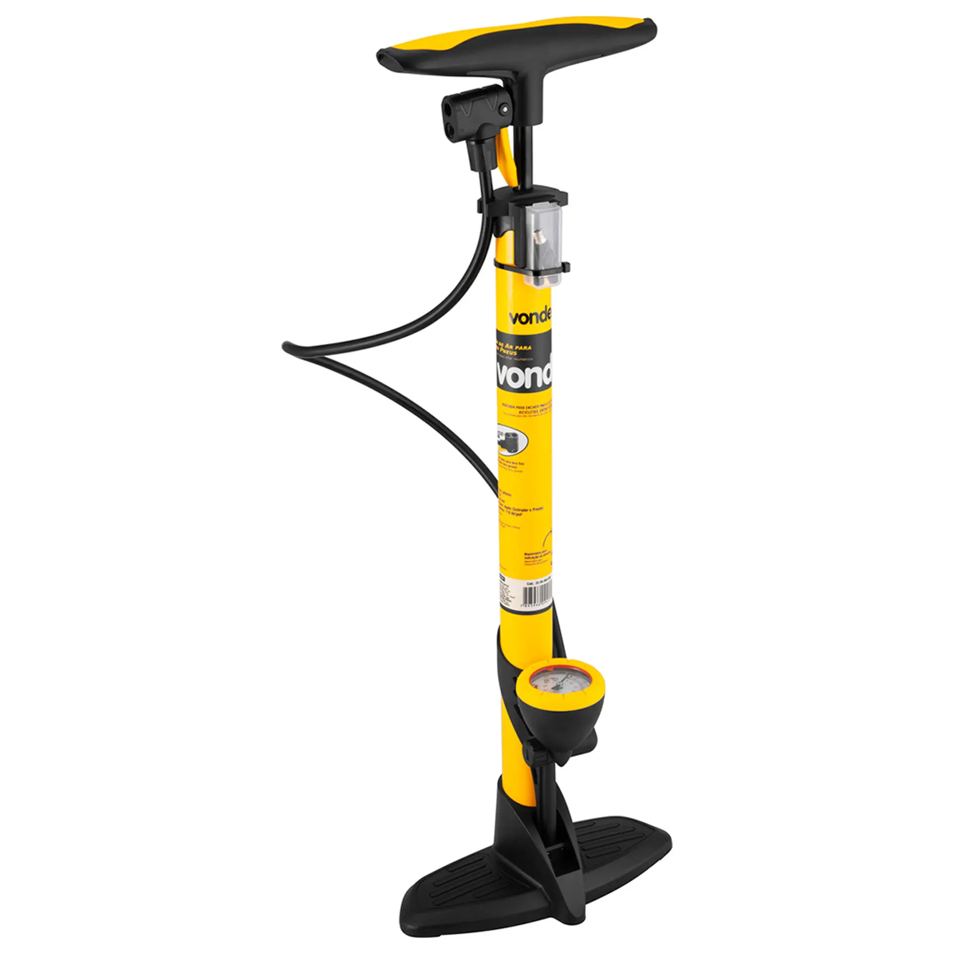 Bomba de Ar para Encher Pneu Manual 63 cm Vonder - Amarelo/Preto
