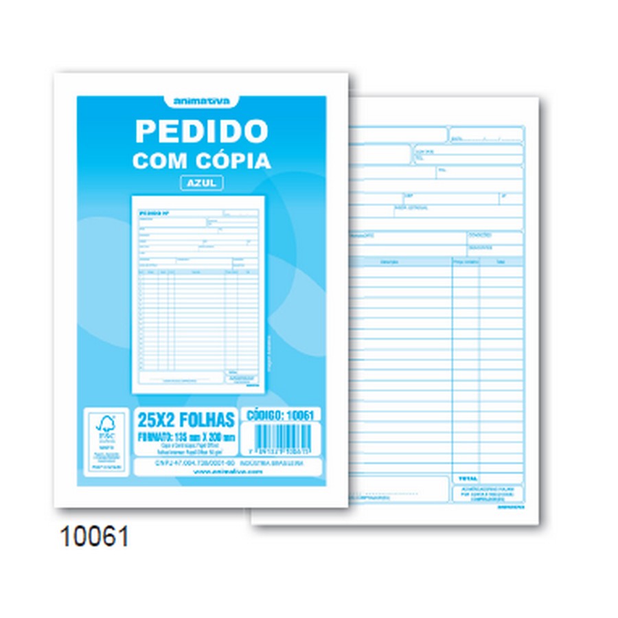 Talão de Pedido 1/18 São Domingos 2 Vias 50 Folhas 10061 20 Unidades