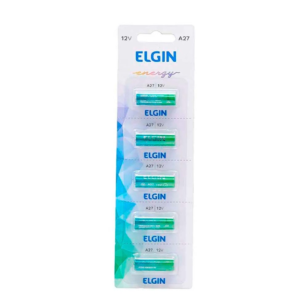 Pilha Alcalina A27 Elgin - 82196 - Blister com 5 Pilhas