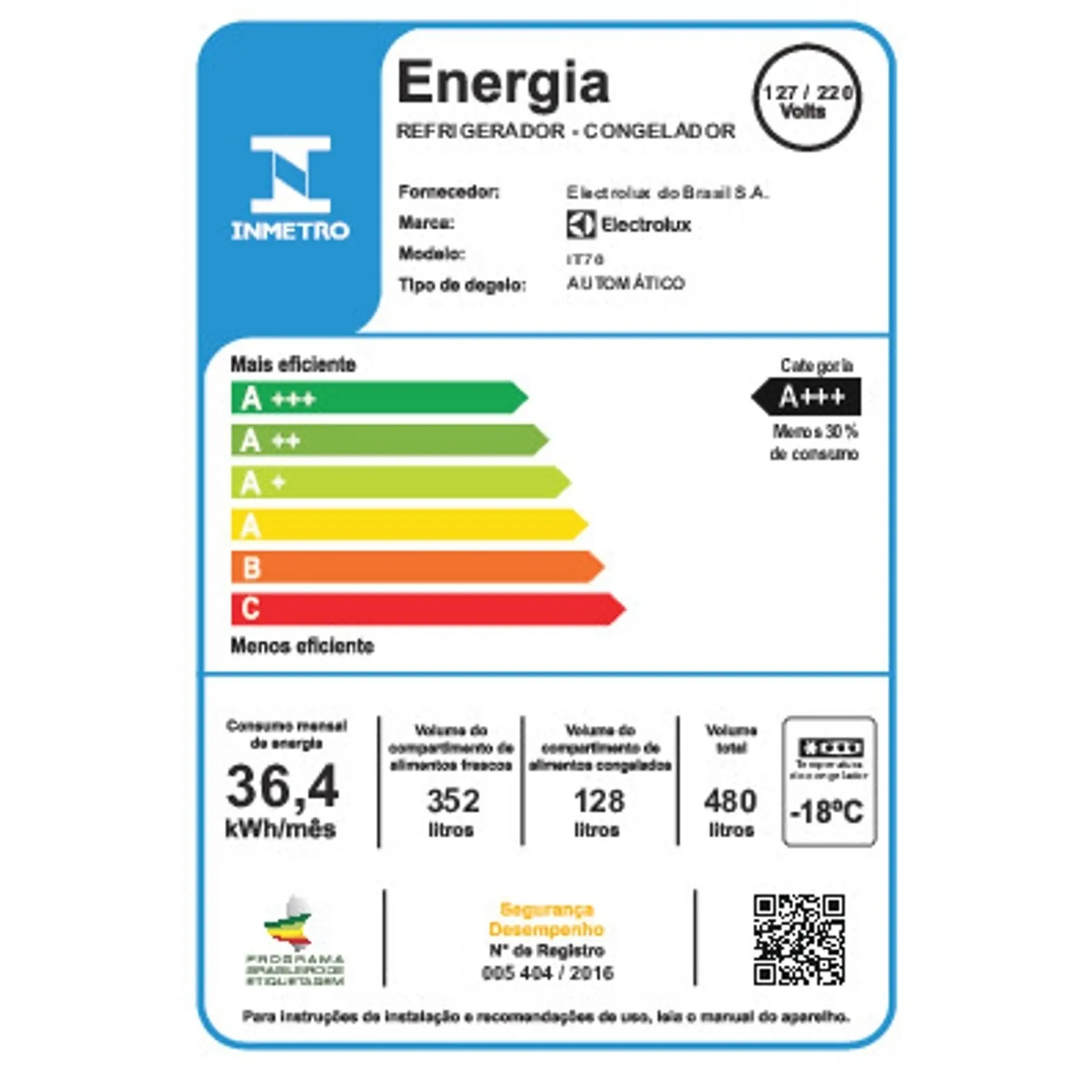 Geladeira Electrolux 480L Frost Free Duplex com AutoSense IT70 - Branco - Bivolt