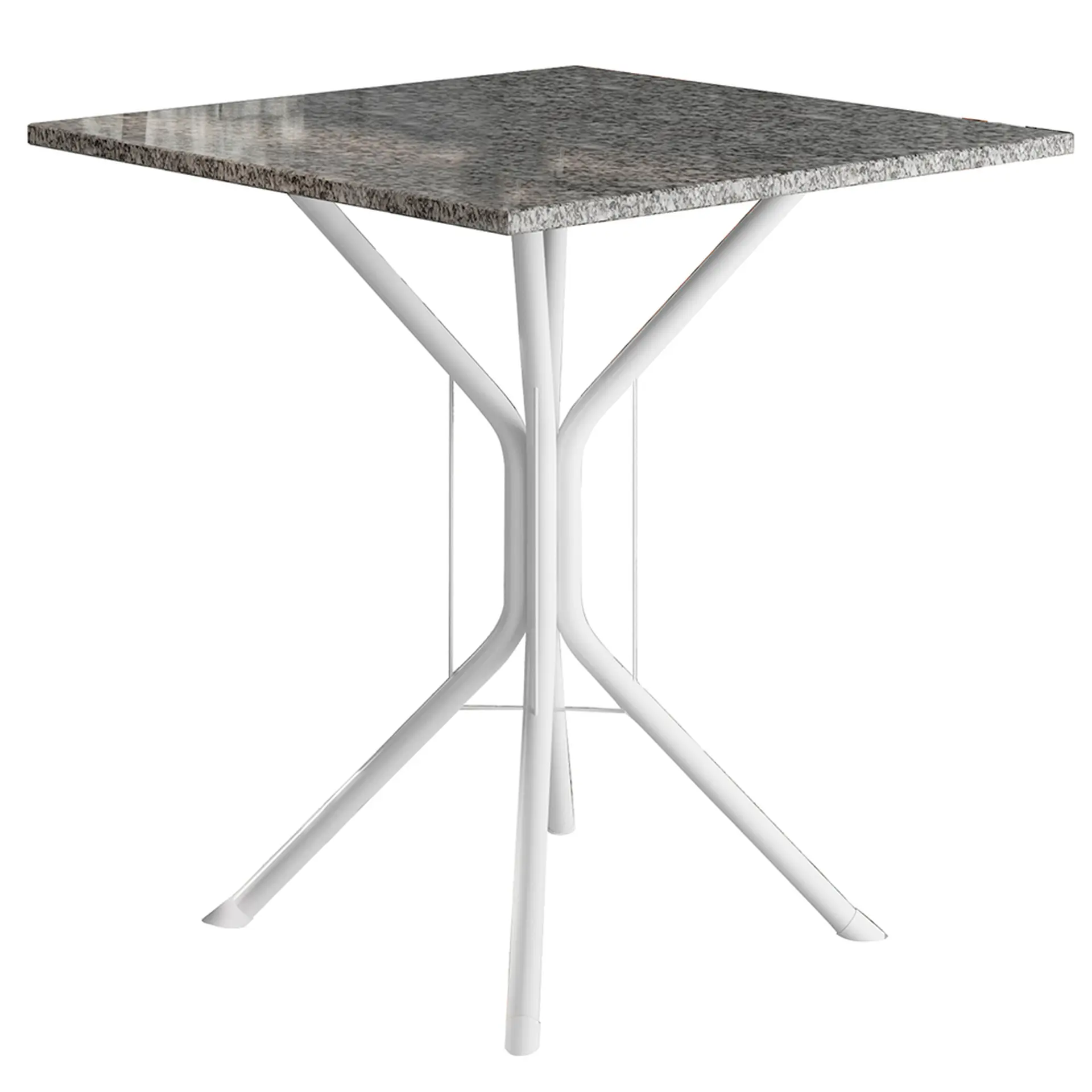 Conjunto de Mesa 4 Cadeiras Tampo Granito Malaga Fabone - Branco/Preto