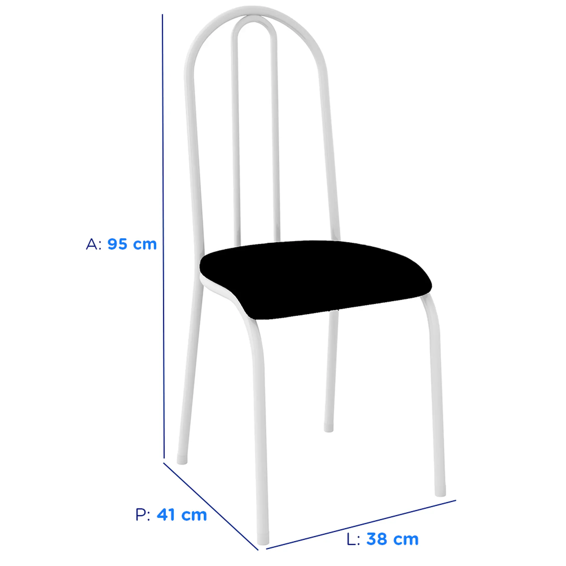 Conjunto de Mesa 4 Cadeiras Tampo Granito Malaga Fabone - Branco/Preto