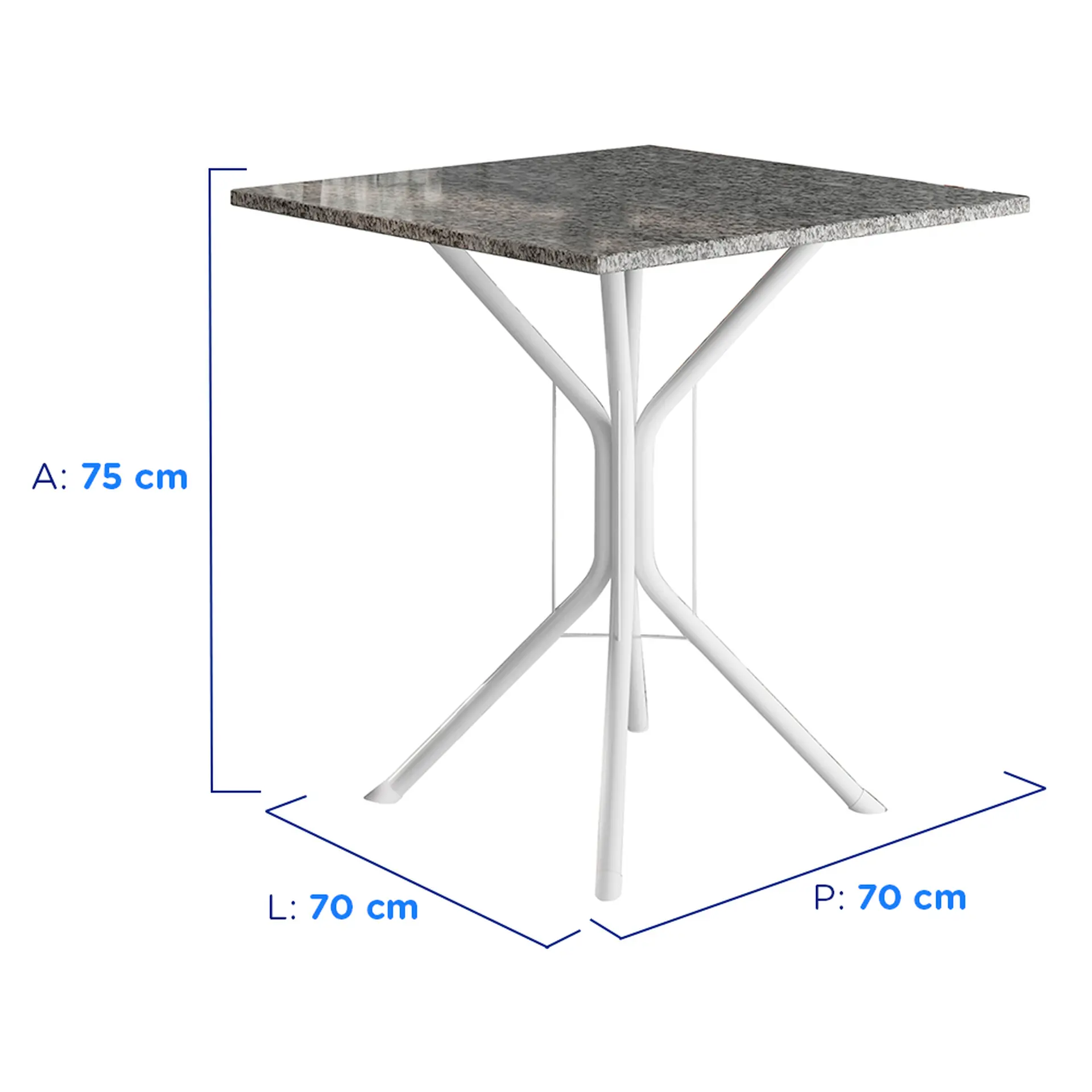 Conjunto de Mesa 4 Cadeiras Tampo Granito Malaga Fabone - Branco/Preto