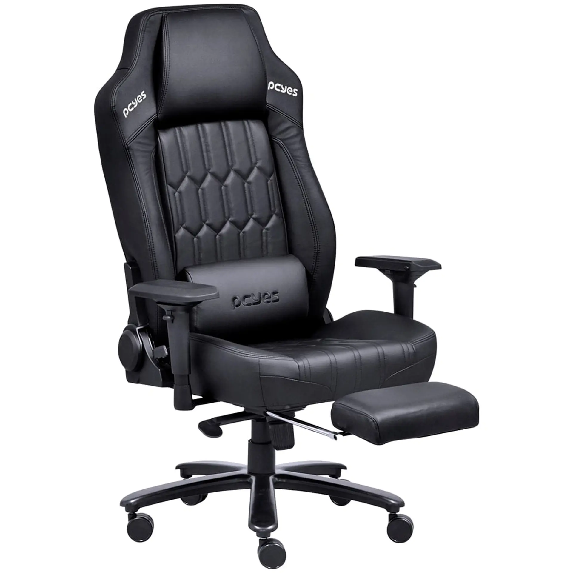 Cadeira Gamer Reclinável Pcyes Mad Racer V16 Couro Suporta até 180 kg - Preto