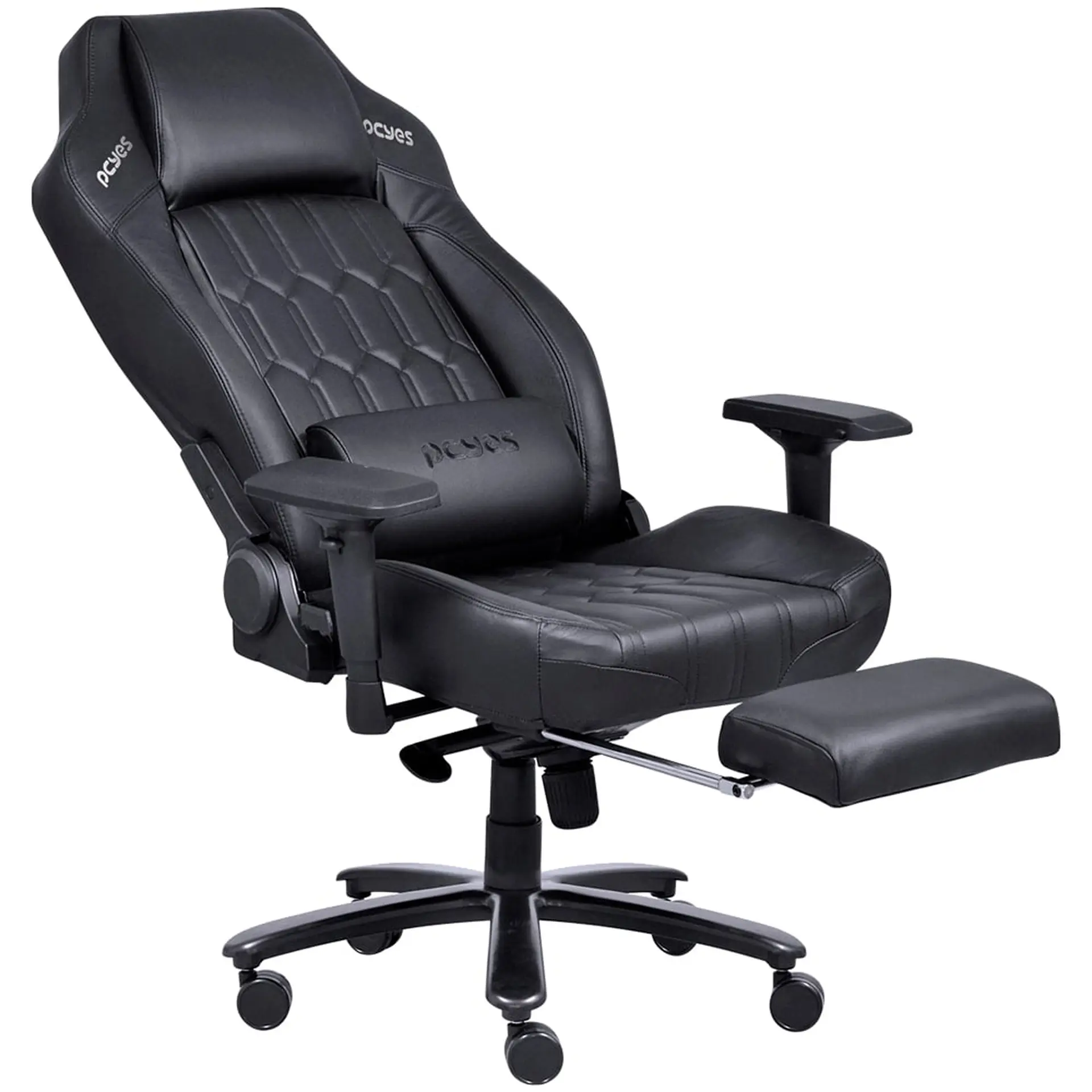 Cadeira Gamer Reclinável Pcyes Mad Racer V16 Couro Suporta até 180 kg - Preto