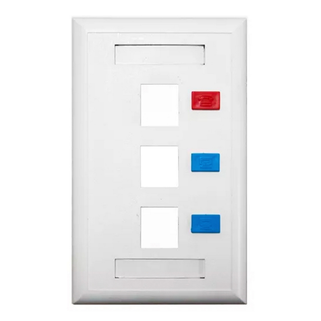 Espelho para Caixa 4x2 para 3 Keystones Branco Seccon SecLan - K-GL-1218C