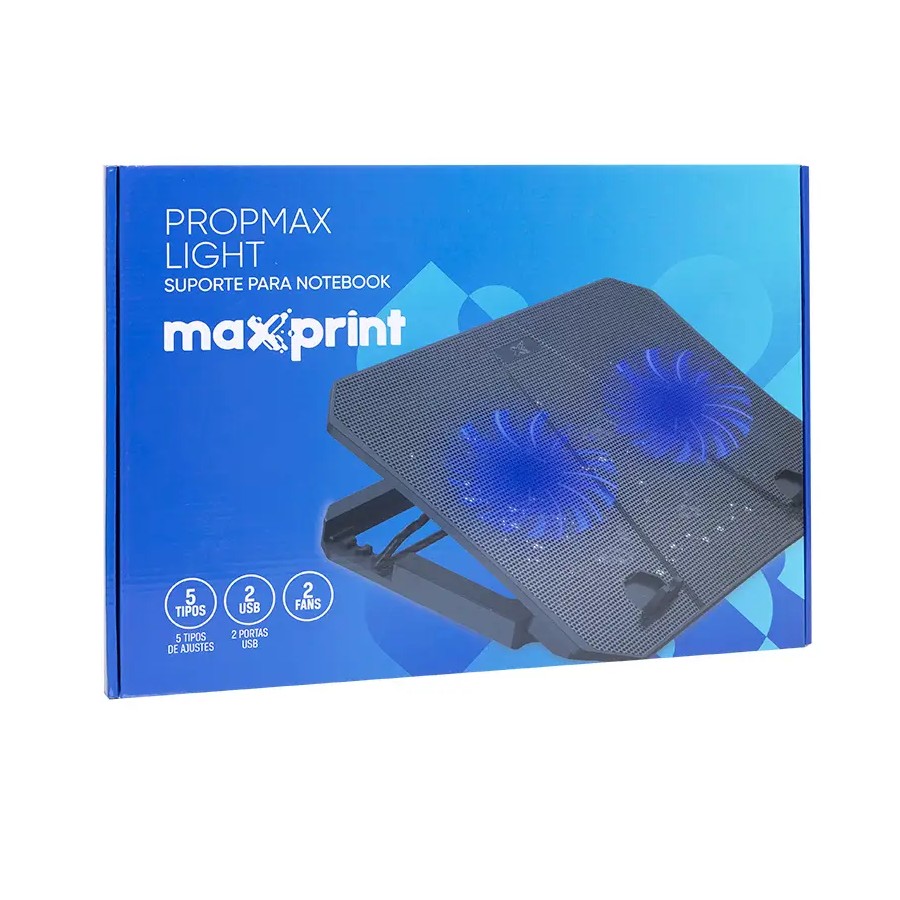 Base para Notebook até 15,6” Preto com 2 Coolers e Porta USB Propmax Ligtht Maxprint  60000117