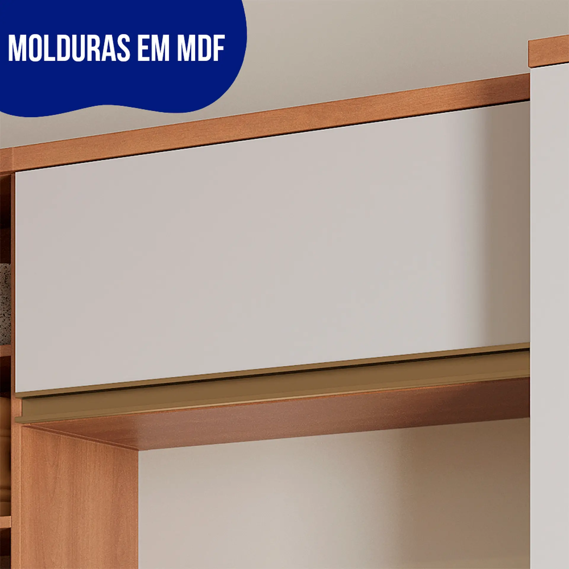 Armário Aéreo 1 Porta Basculante em MDP 80cm Macadâmia Telasul - Freijo/Branco
