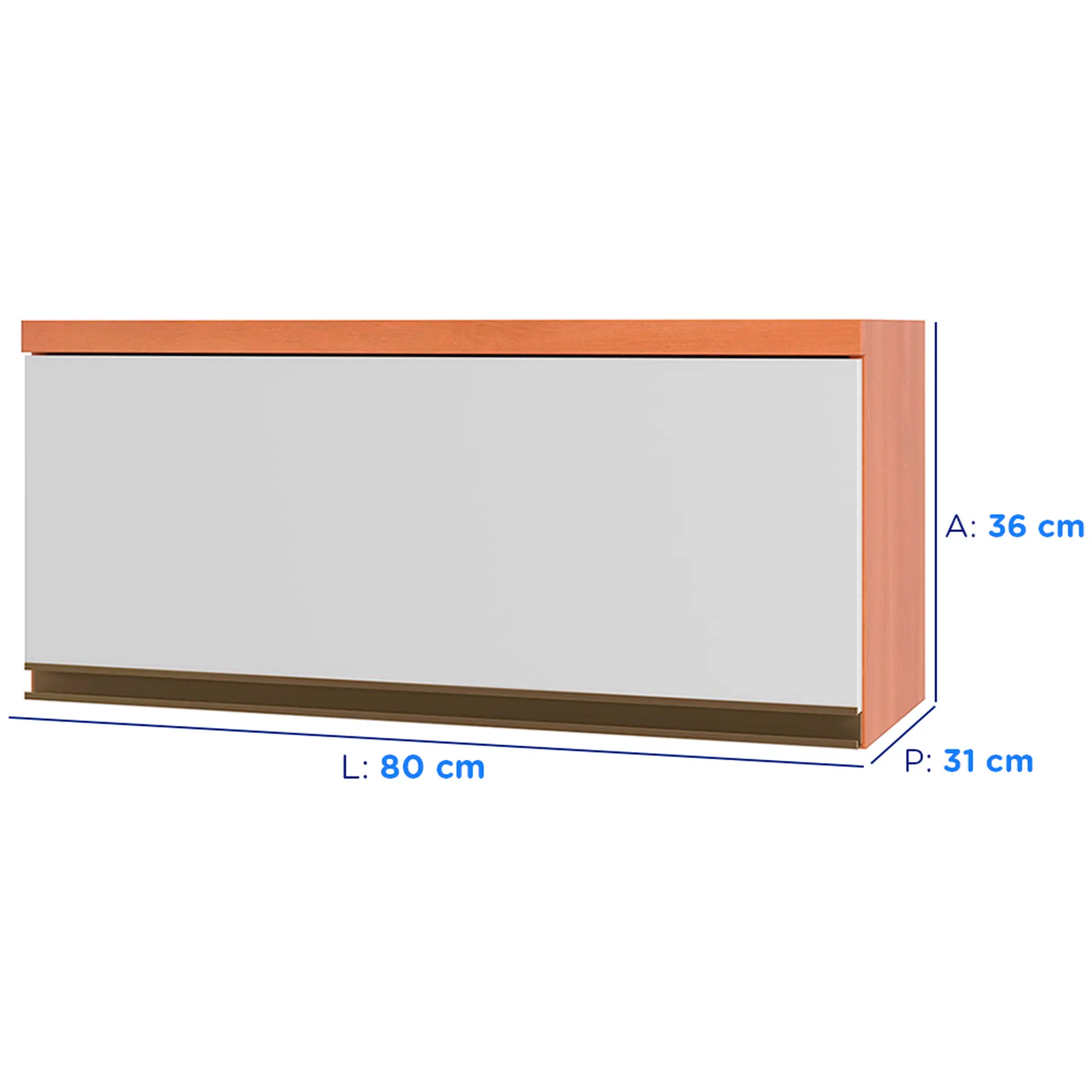 Armário Aéreo 1 Porta Basculante em MDP 80cm Macadâmia Telasul - Freijo/Branco