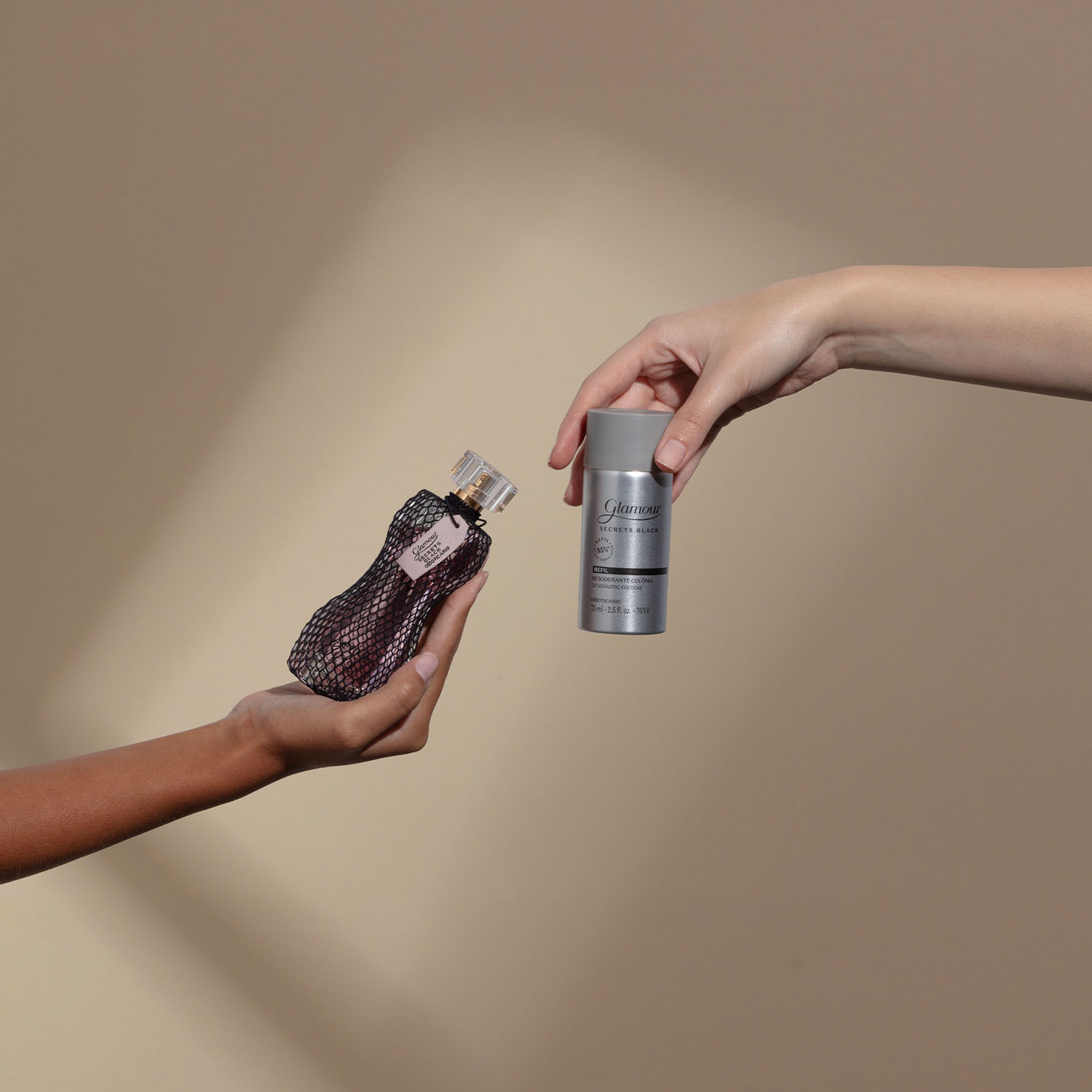 Combo Glamour Secrets Black: Desodorante Colônia 75ml + Refil 75ml