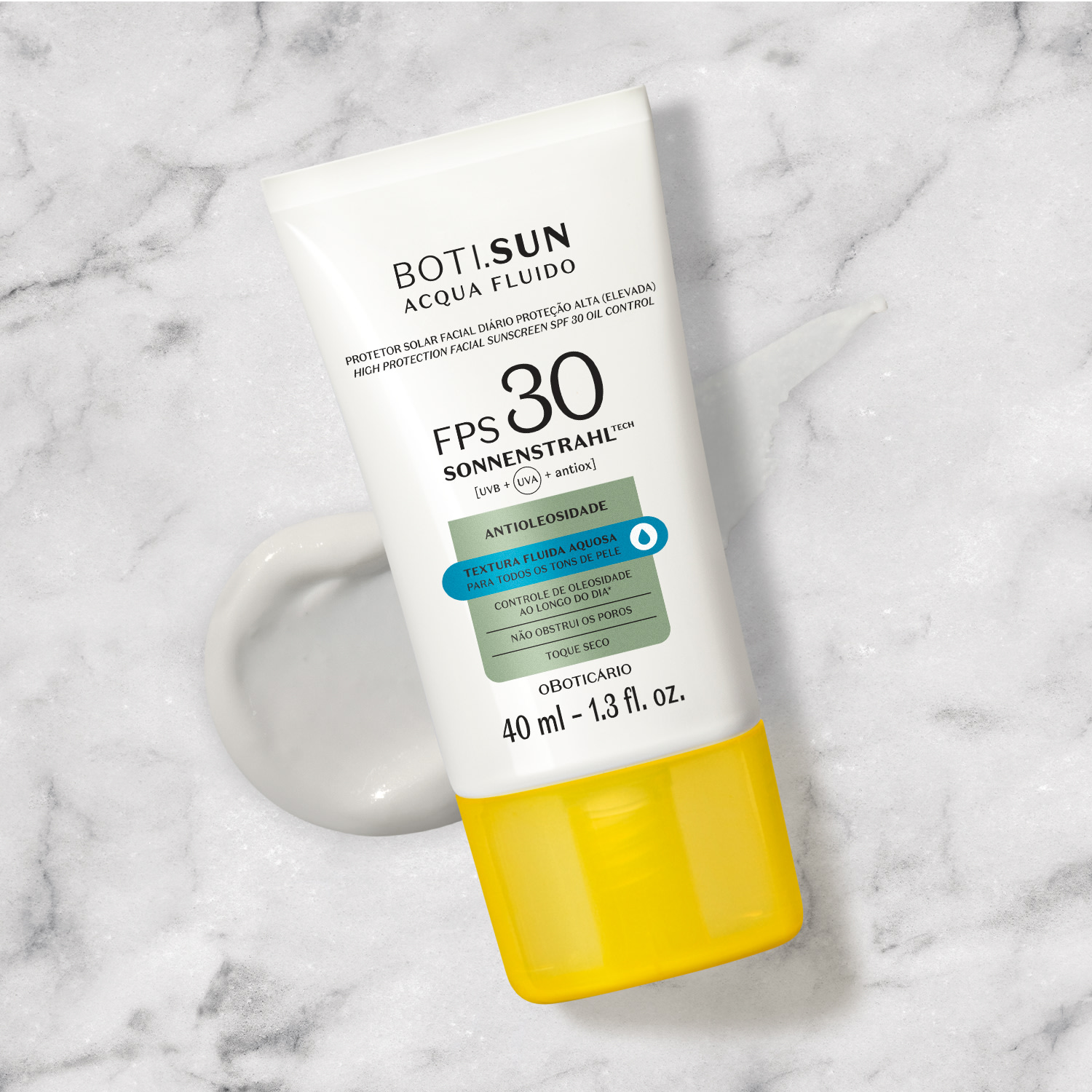 Protetor Solar Facial Antioleosidade FPS30 BOTI.SUN Acqua Fluido 40ml