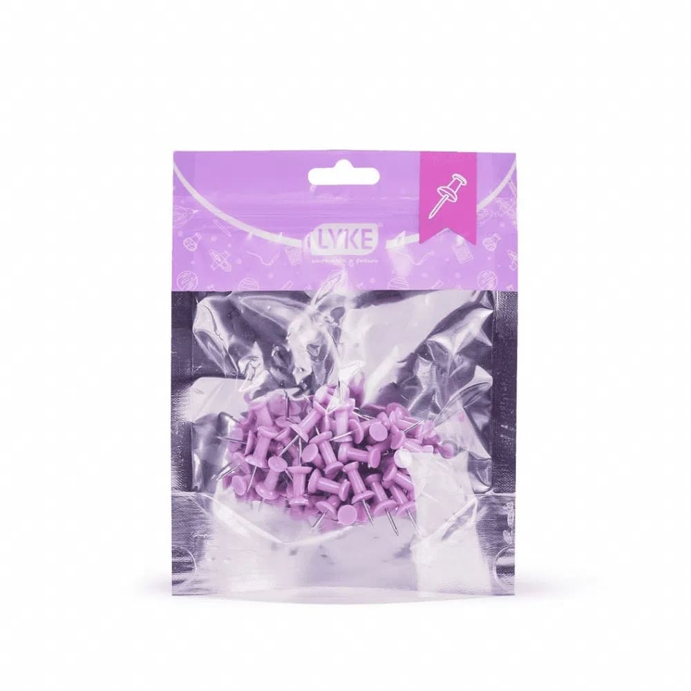 Alfinete Lyke Tipo Taça com 50 Unidades Roxo Pastel