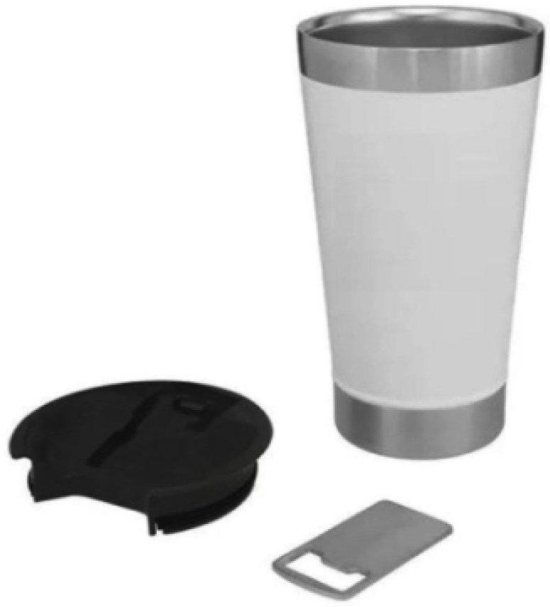 Copo Térmico Seleção Brasil 473 ml Aço Inox Com Tampa e Abridor Branco