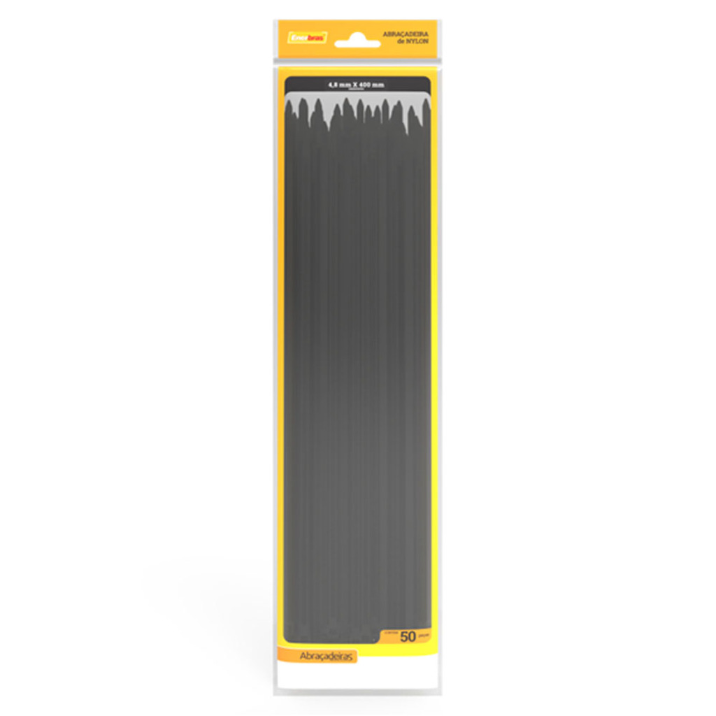 Abraçadeira Plástica Enerbras 4,8 x 400mm Preto A48-E400P - Pacote com 50 Unidades