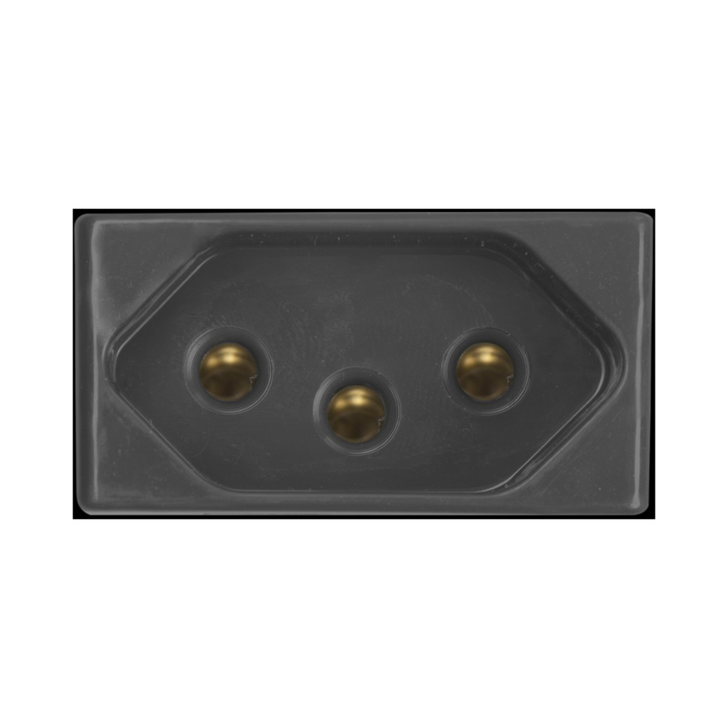 Tomada Modulo 2 Pinos + Terra 20A Tramontina Liz, Lux2, Giz, Tablet, Lizflex, Plastibox Preto - 57215/038