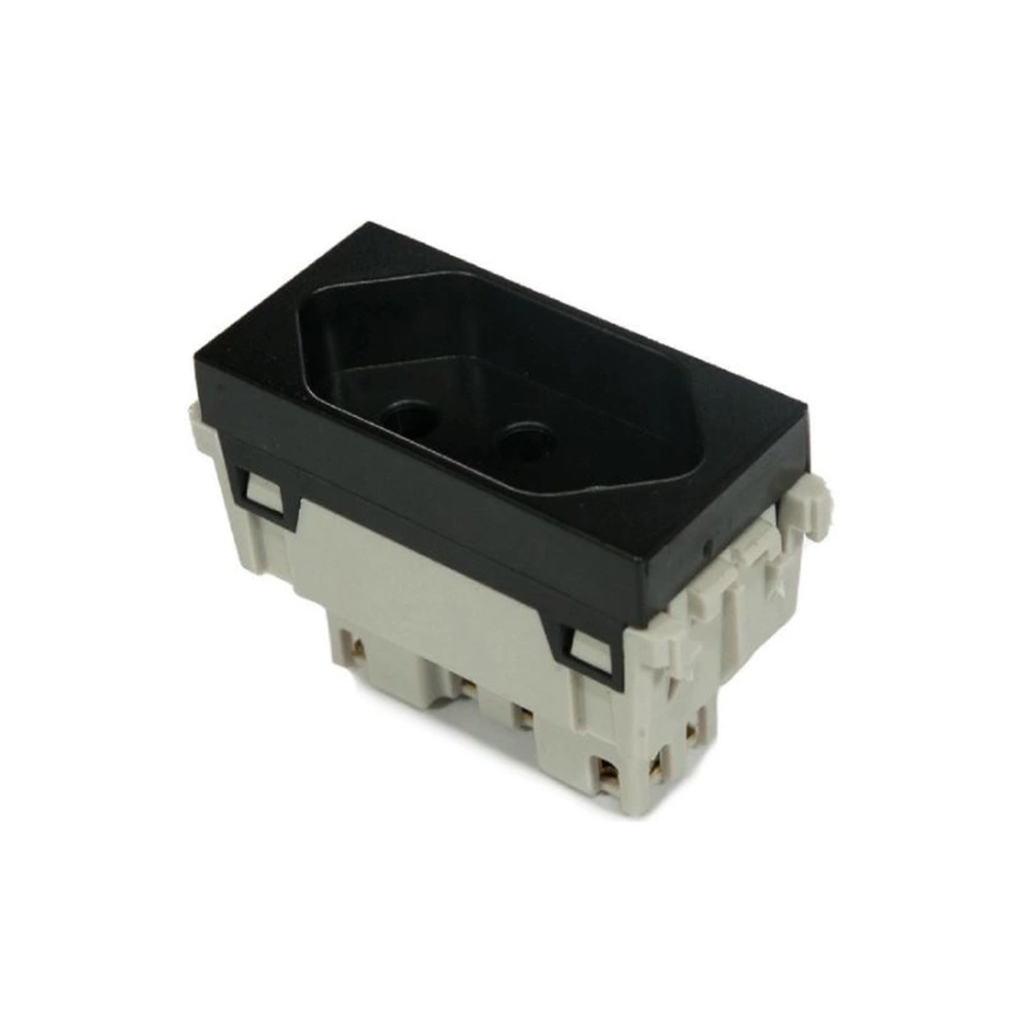 Tomada Modulo 2 Pinos + Terra 20A Tramontina Liz, Lux2, Giz, Tablet, Lizflex, Plastibox Preto - 57215/038