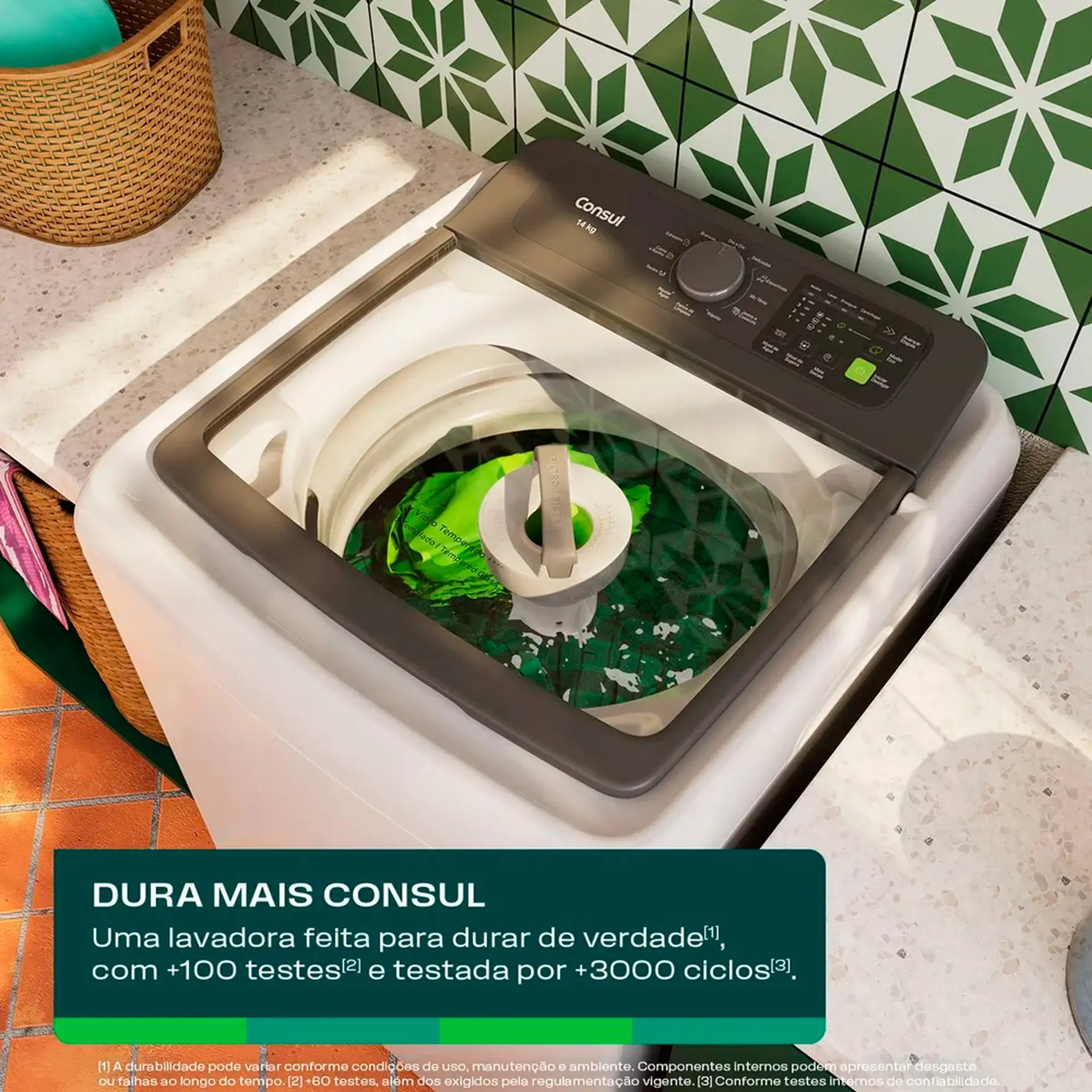 Máquina de Lavar Consul 14kg Automática 12 Programas CWN14AB - Branco - 220 Volts