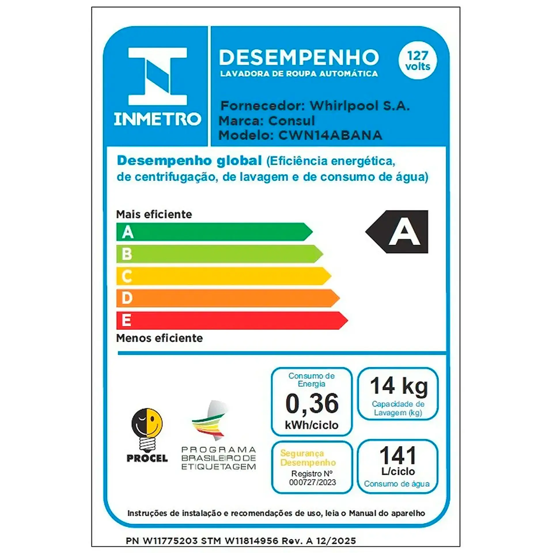 Máquina de Lavar Consul 14kg Automática 12 Programas CWN14AB - Branco - 220 Volts