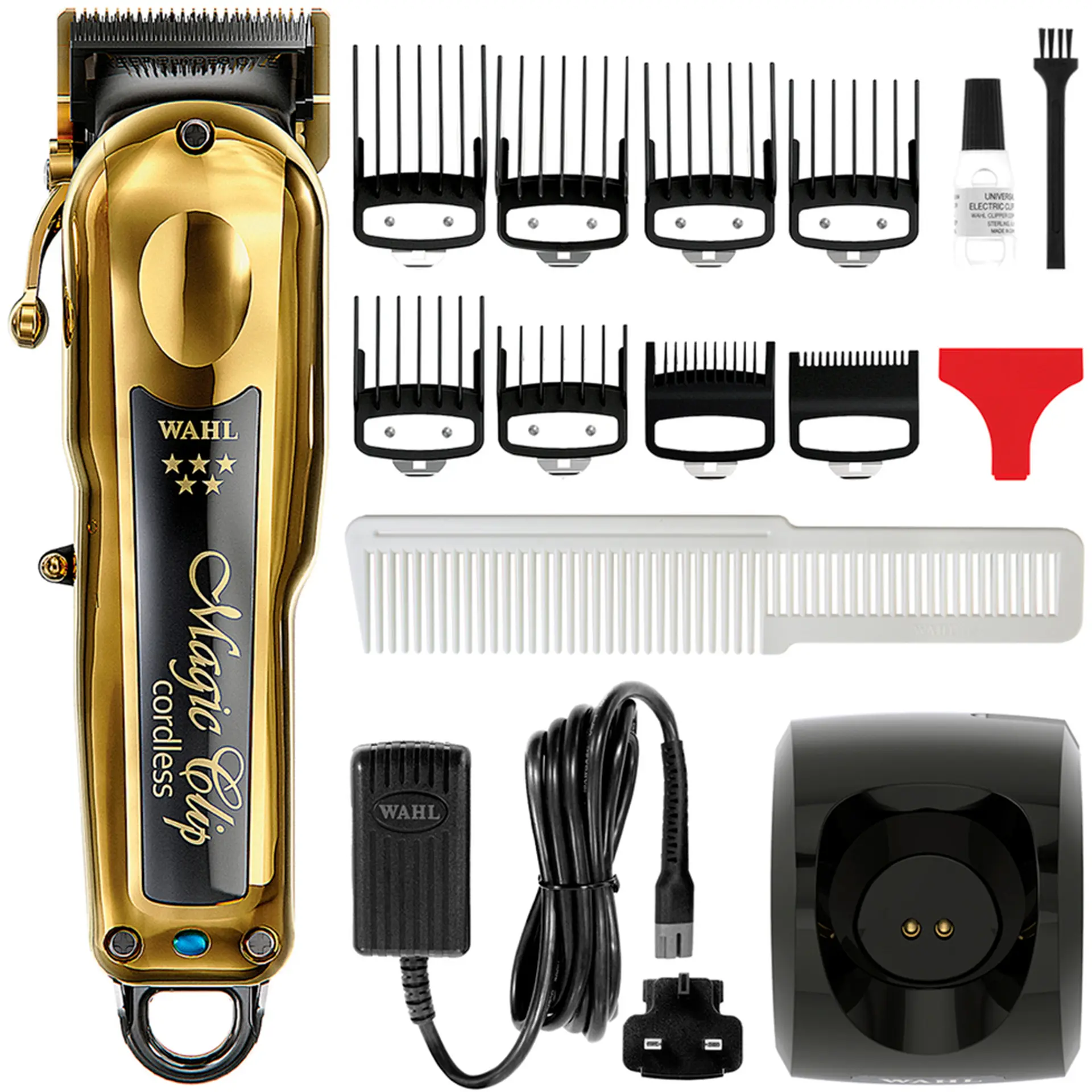 Máquina de Corte Sem Fio Wahl Magic Clip Cordless 8 Pentes - Preto/Dourado - Bivolt
